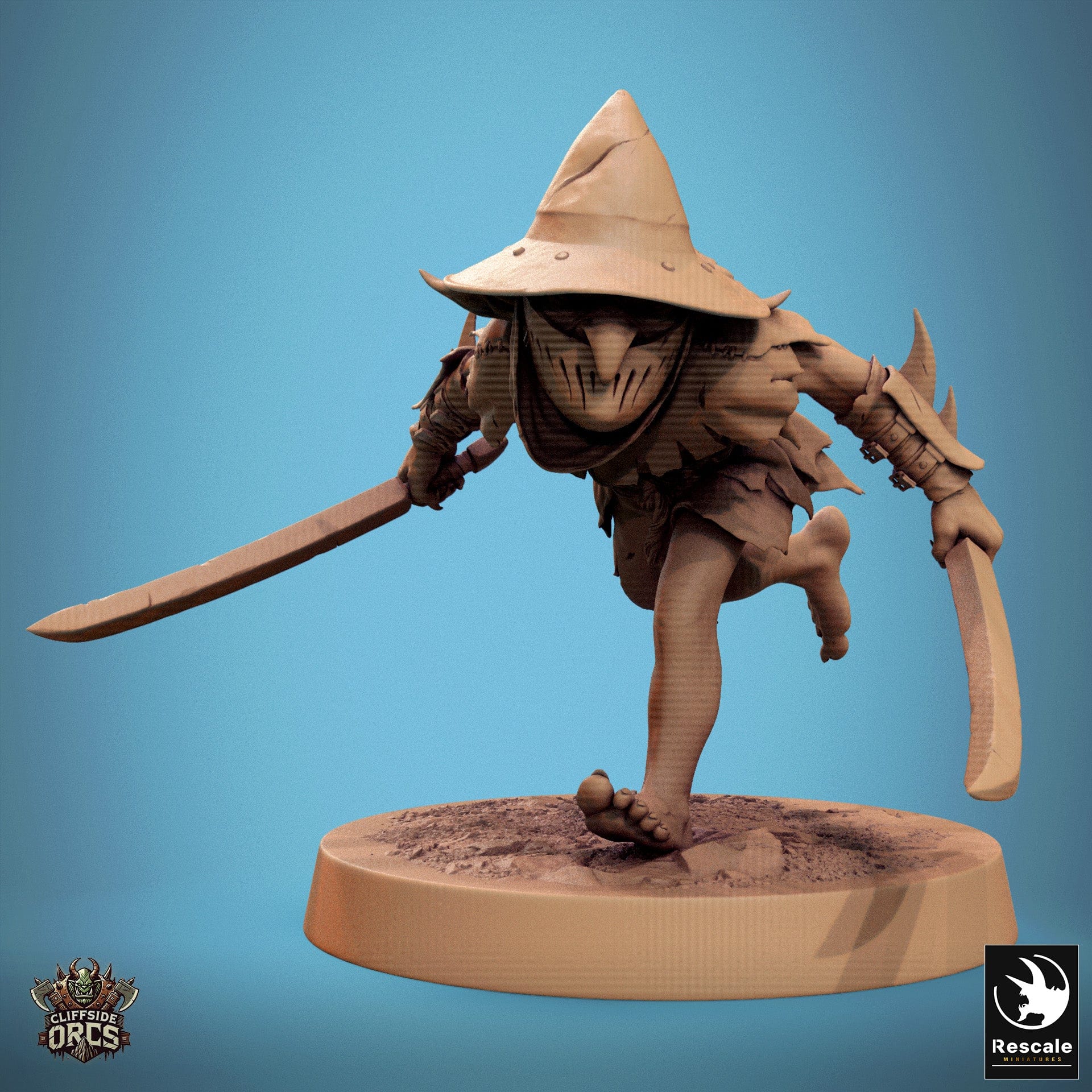 Tabletop RPG Miniature Goblin - 32mm Qumi Rescale Miniatures V14 Goblin Run Dual Sword Quality Miniatures - Qumi Wargaming Mini Model Figure
