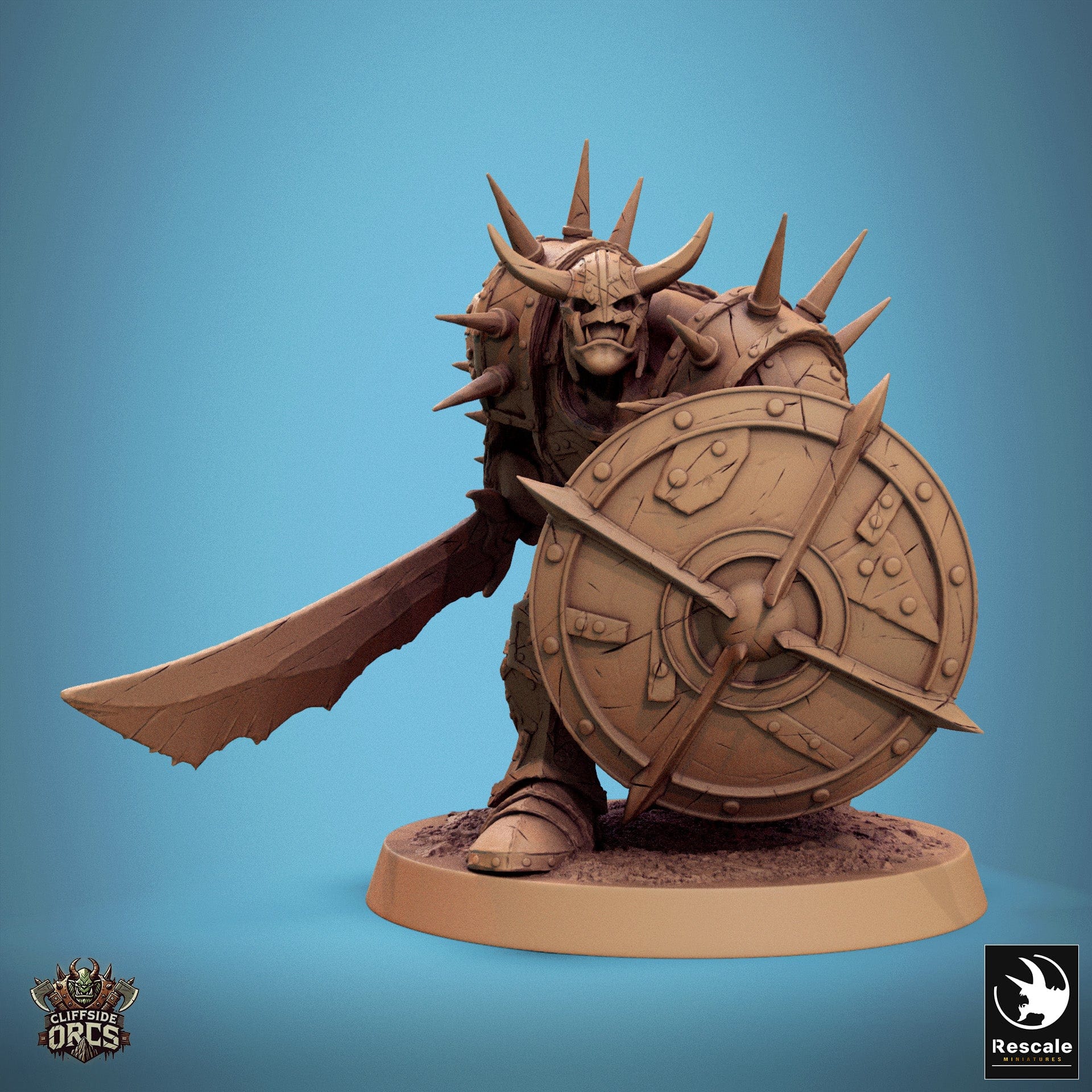 Tabletop RPG Miniature Infantry Orc - 32mm Qumi Rescale Miniatures V14 Walk - Sword & Shield Quality Miniatures - Qumi Wargaming Mini Model Figure