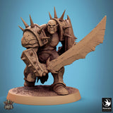 Infantry Orc Tabletop Miniatures by Qumi, 3D printed resin tabletop miniature for RPGs, wargaming and painting