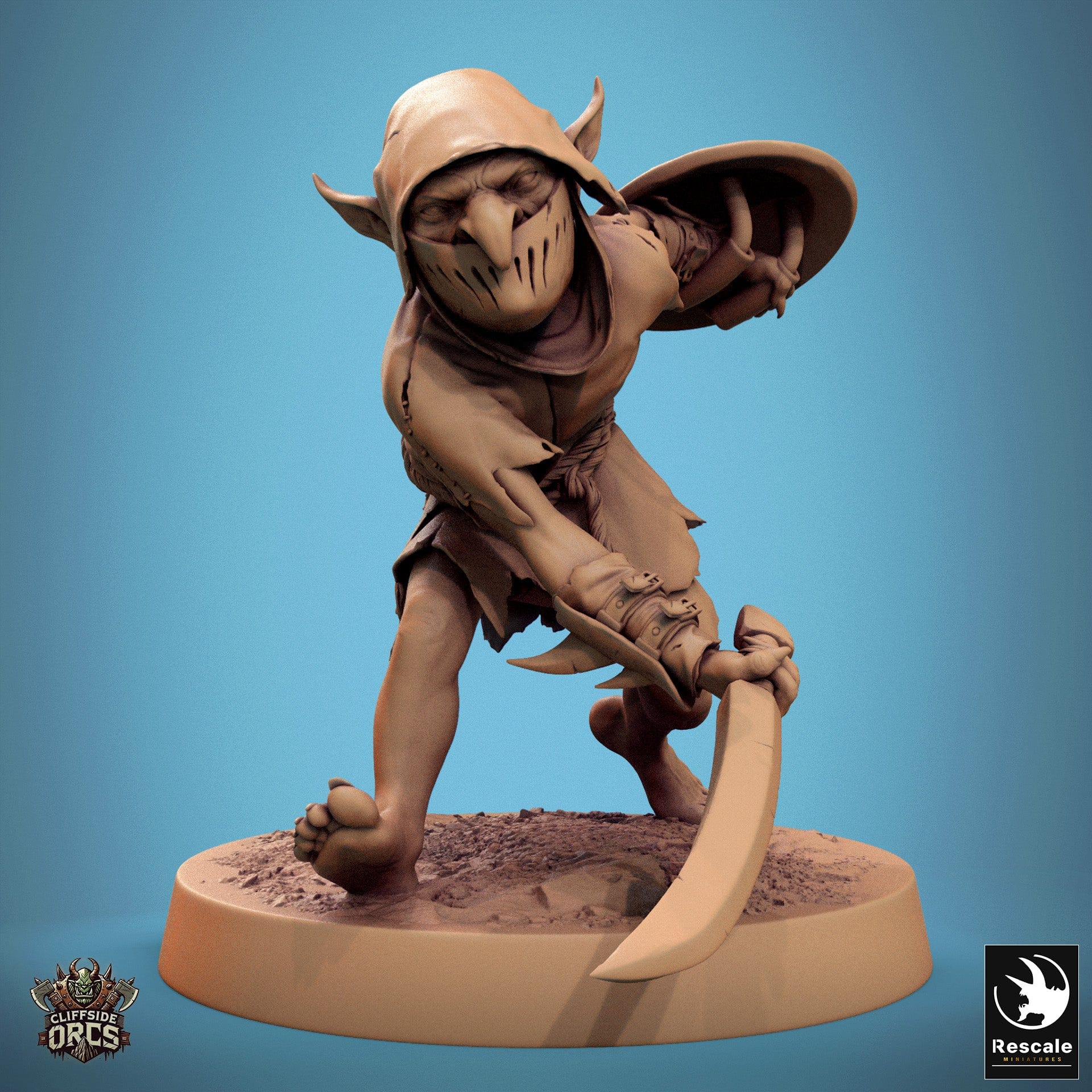 Tabletop RPG Miniature Goblin - 32mm Qumi Rescale Miniatures V16 Goblin Slash Sword & Shield Quality Miniatures - Qumi Wargaming Mini Model Figure
