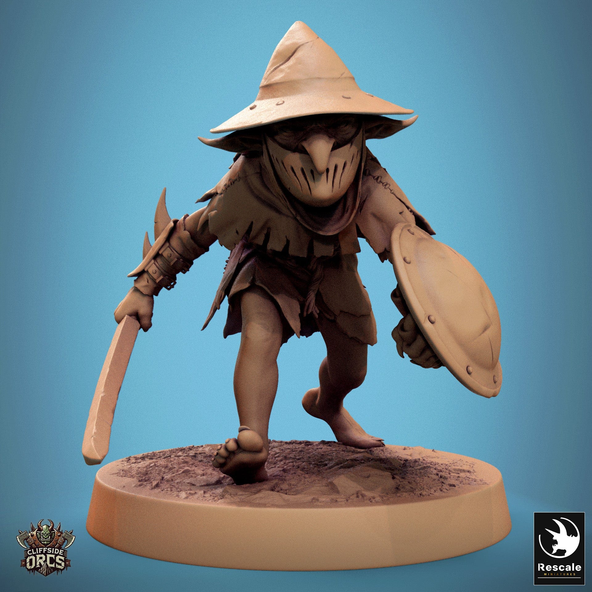 Tabletop RPG Miniature Goblin - 32mm Qumi Rescale Miniatures V18 Goblin Walk Sword & Shield Quality Miniatures - Qumi Wargaming Mini Model Figure