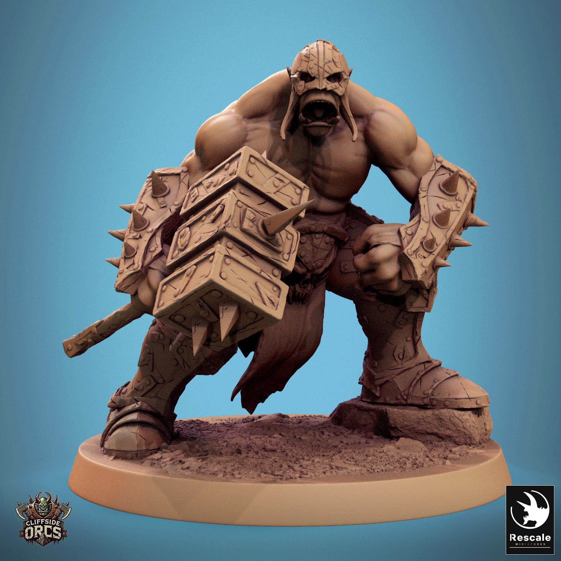 Tabletop RPG Miniature Brutal Orc - 32mm Qumi Rescale Miniatures V19 Brutal Orc Stand Ready – Hammer Quality Miniatures - Qumi Wargaming Mini Model Figure