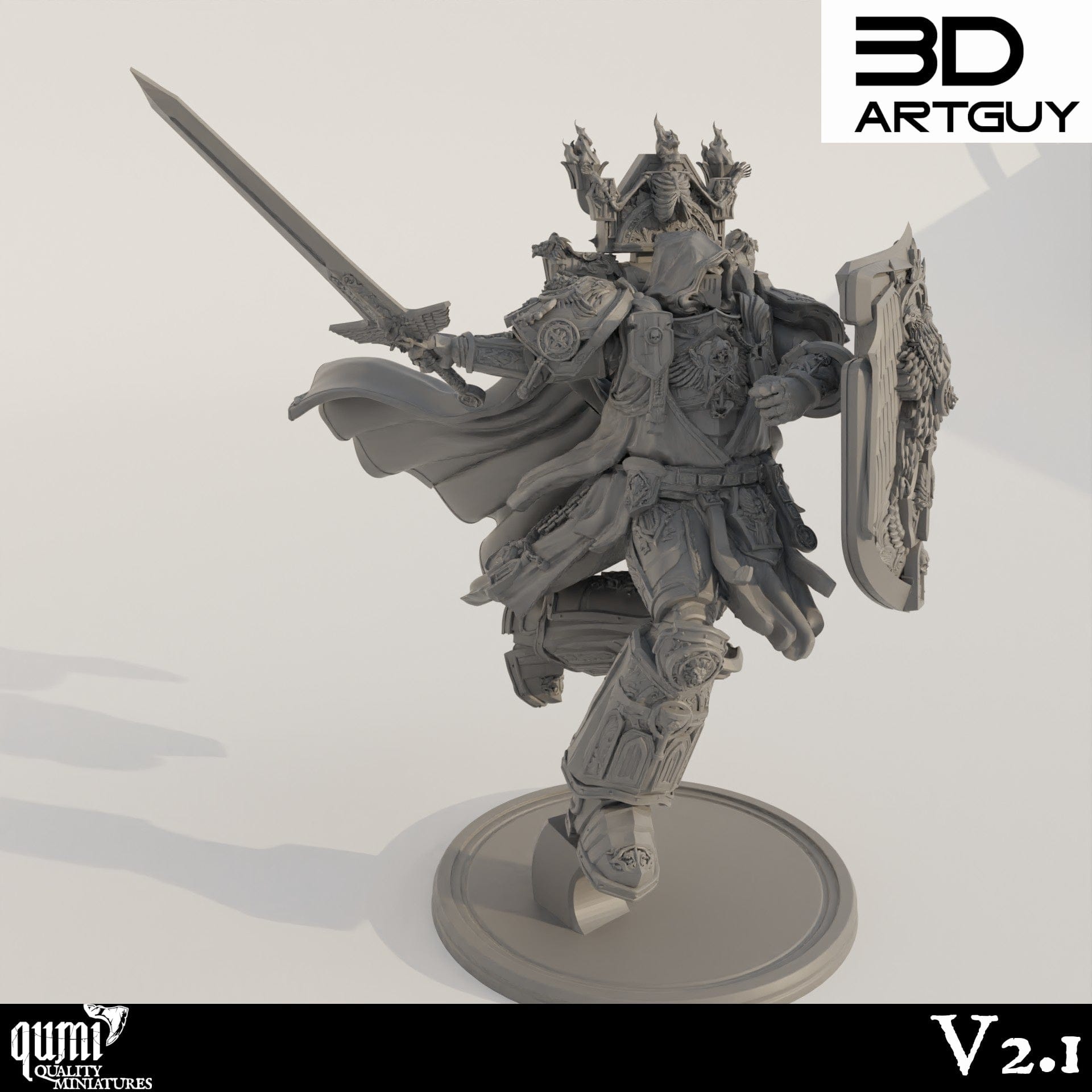 Tabletop RPG Miniature Champion Qumi - 3D ArtGuy V2.1 / 32mm scale Quality Miniatures - Qumi Wargaming Mini Model Figure