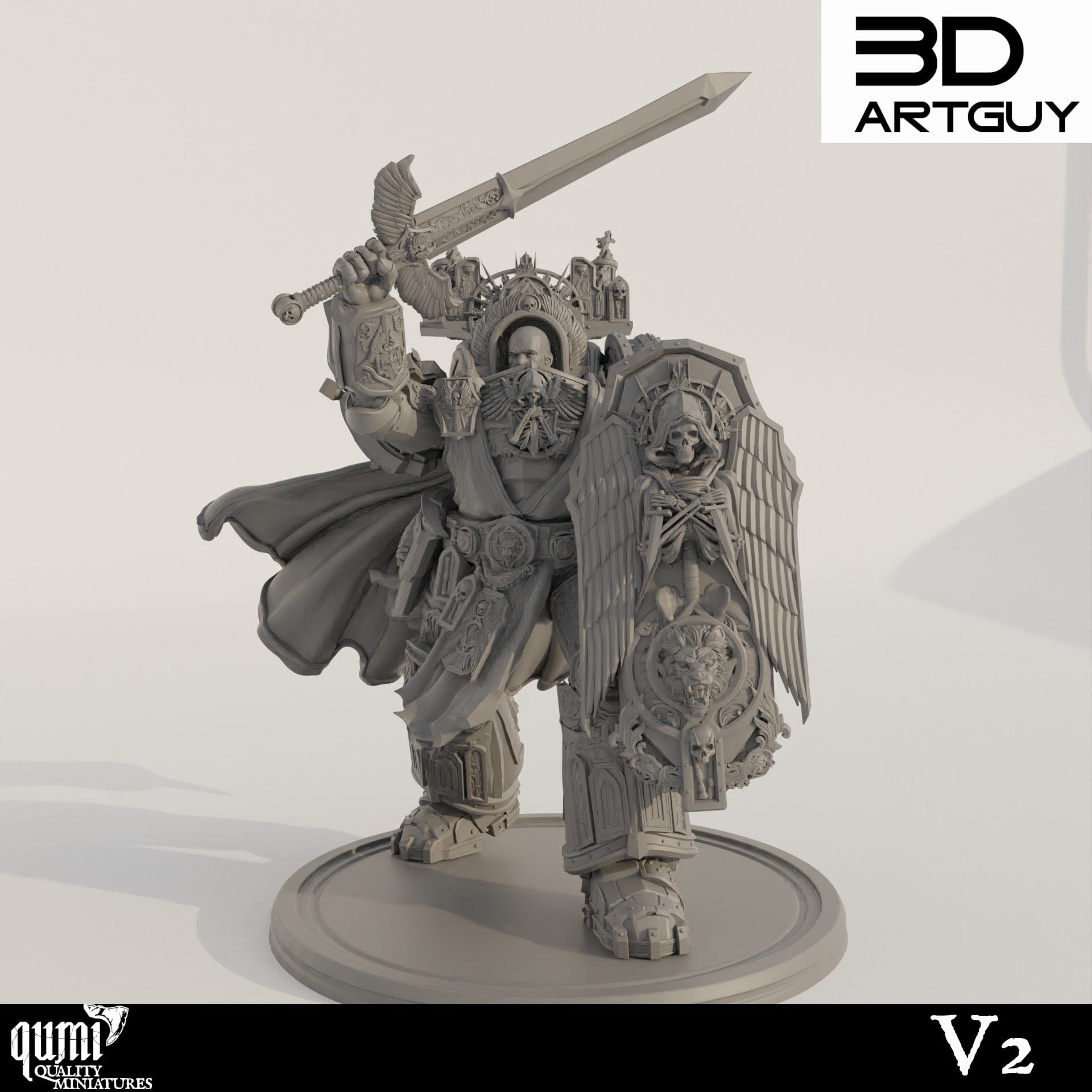 Tabletop RPG Miniature Grim Dark - 32mm Qumi - 3D ArtGuy V2 / 32mm scale Quality Miniatures - Qumi Wargaming Mini Model Figure