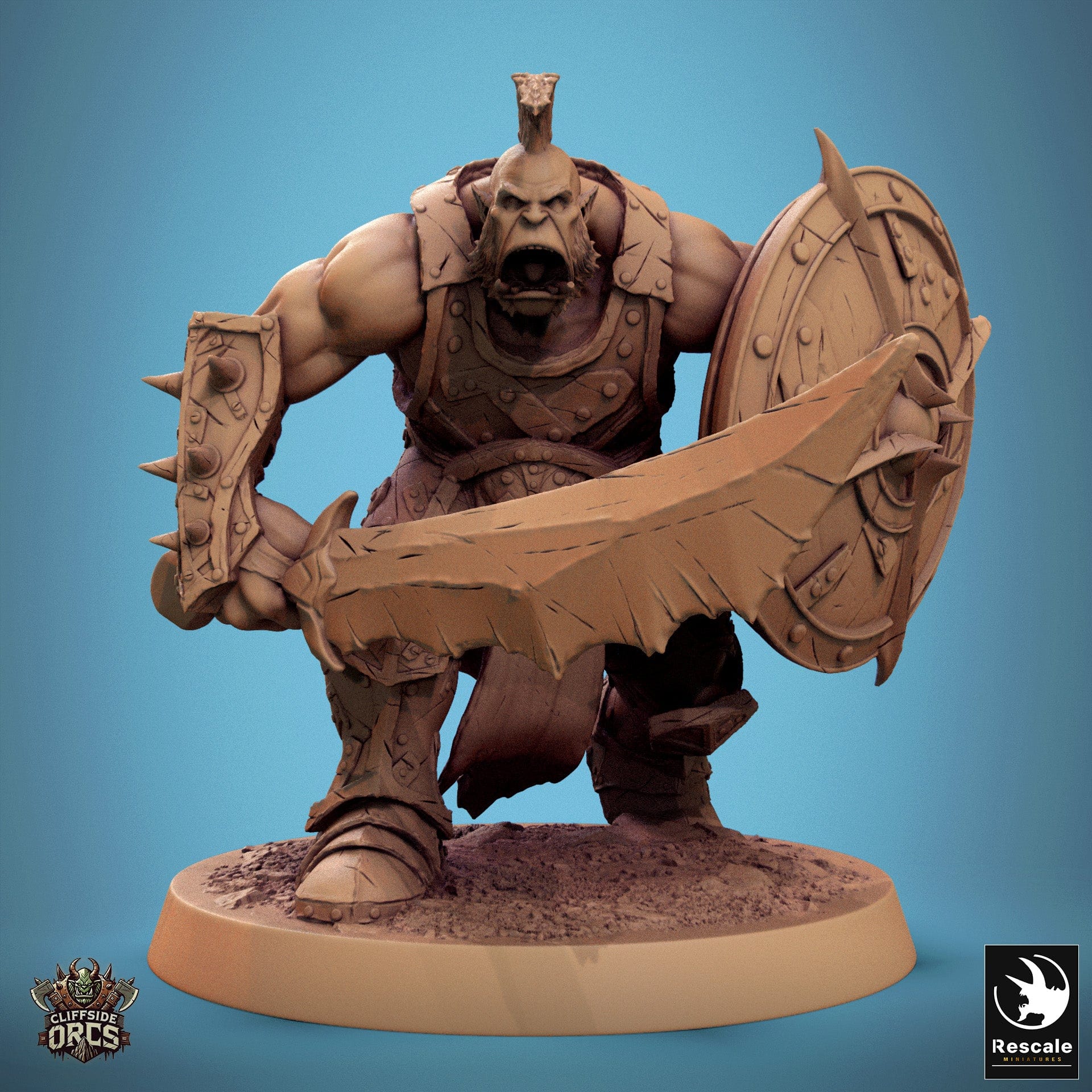 Tabletop RPG Miniature Infantry Orc - 32mm Qumi Rescale Miniatures V2 Angry - Sword & Shield Quality Miniatures - Qumi Wargaming Mini Model Figure