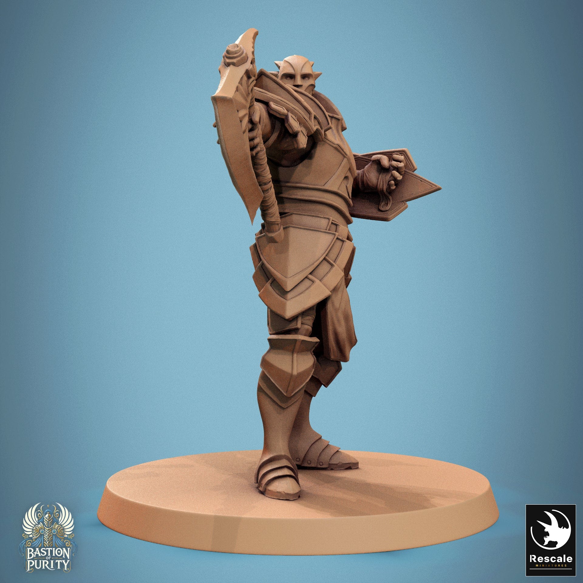 Tabletop RPG Miniature Aeterna Infantry Warrior - 32mm Qumi - Rescale Miniatures V2 Axe Taunt Quality Miniatures - Qumi Wargaming Mini Model Figure