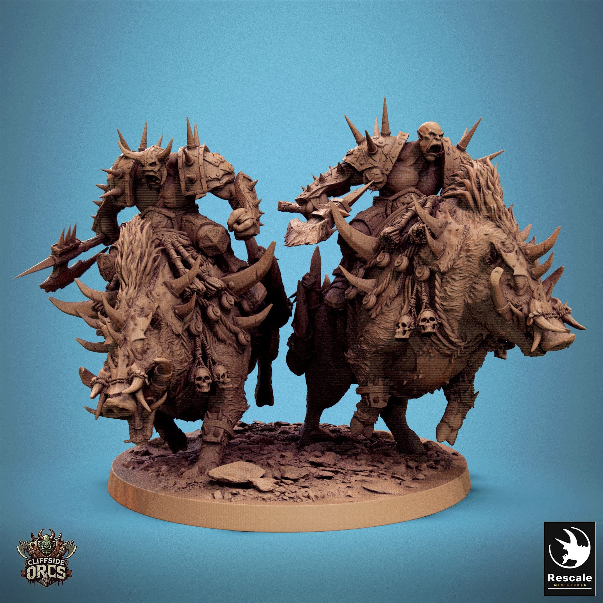 Tabletop RPG Miniature Boar Mounted - 32mm Qumi Rescale Miniatures V2 Double Boar Quality Miniatures - Qumi Wargaming Mini Model Figure