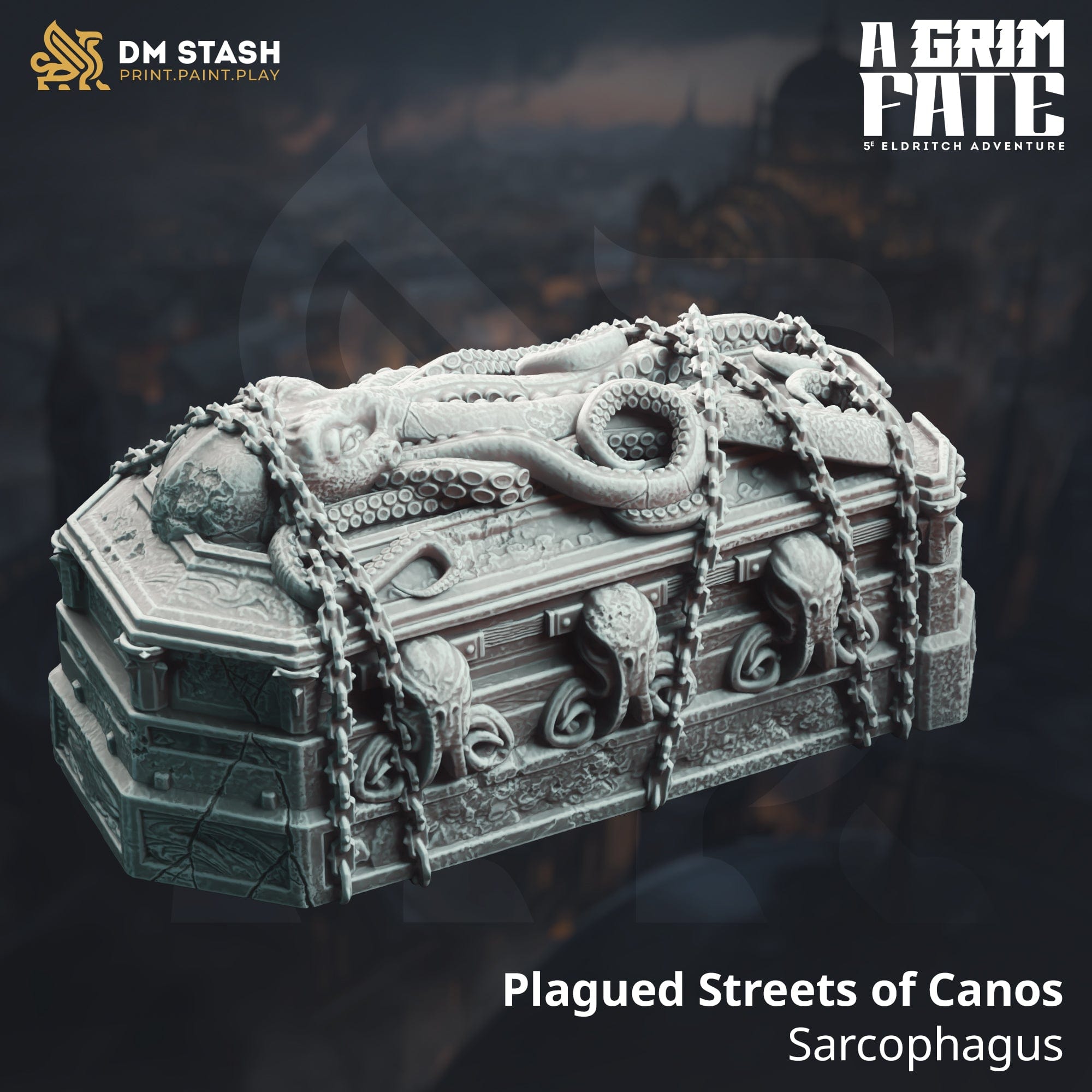 Plagued Streets of Canos - Sarcophagus - Tabletop RPG Mini - Qumi - DM Stash V2 Quality Miniatures - Qumi Wargaming Mini Model Figure