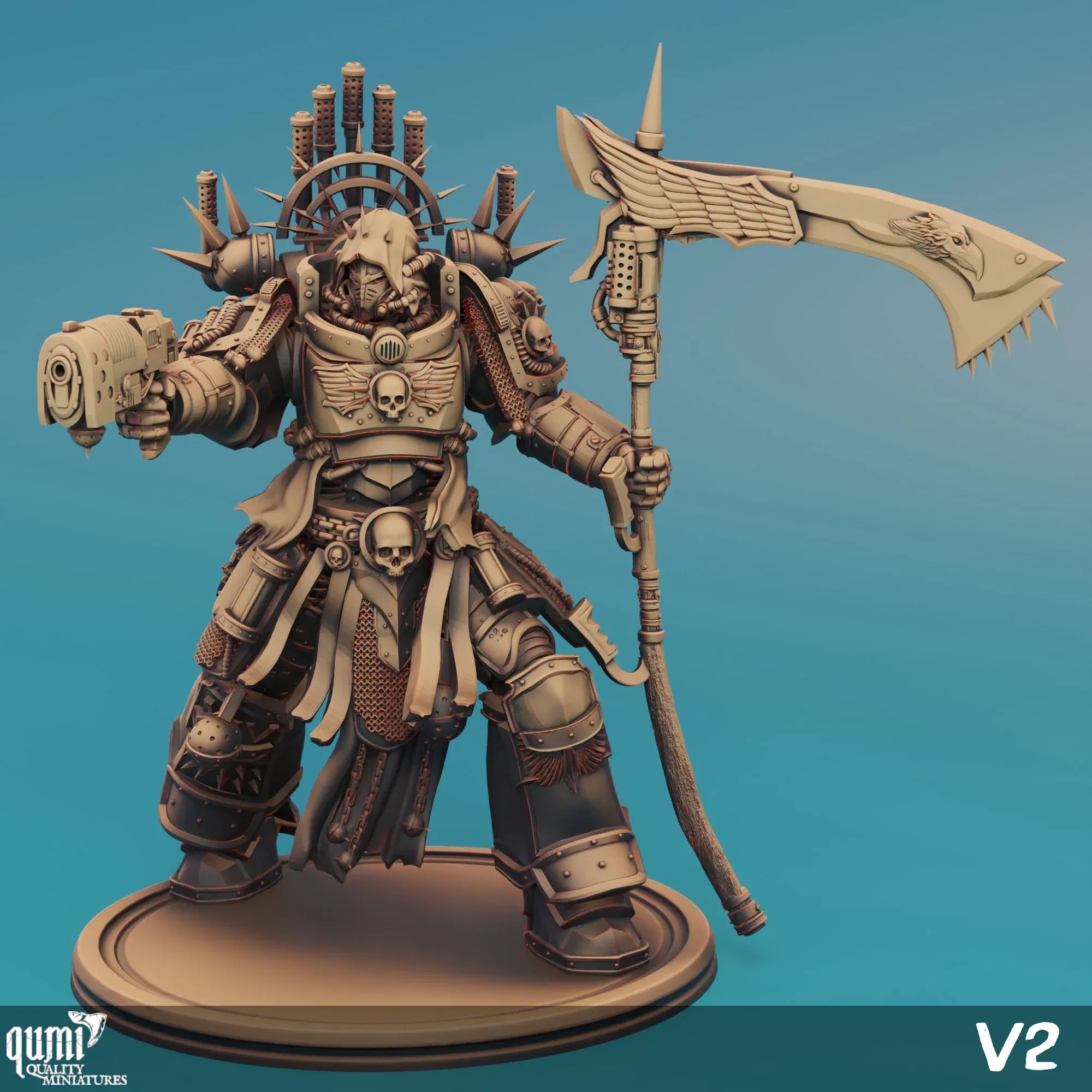 Tabletop Sci-Fi collectible Reaper AU miniature by Qumi, featuring detailed 3D art for wargaming and RPG figures.