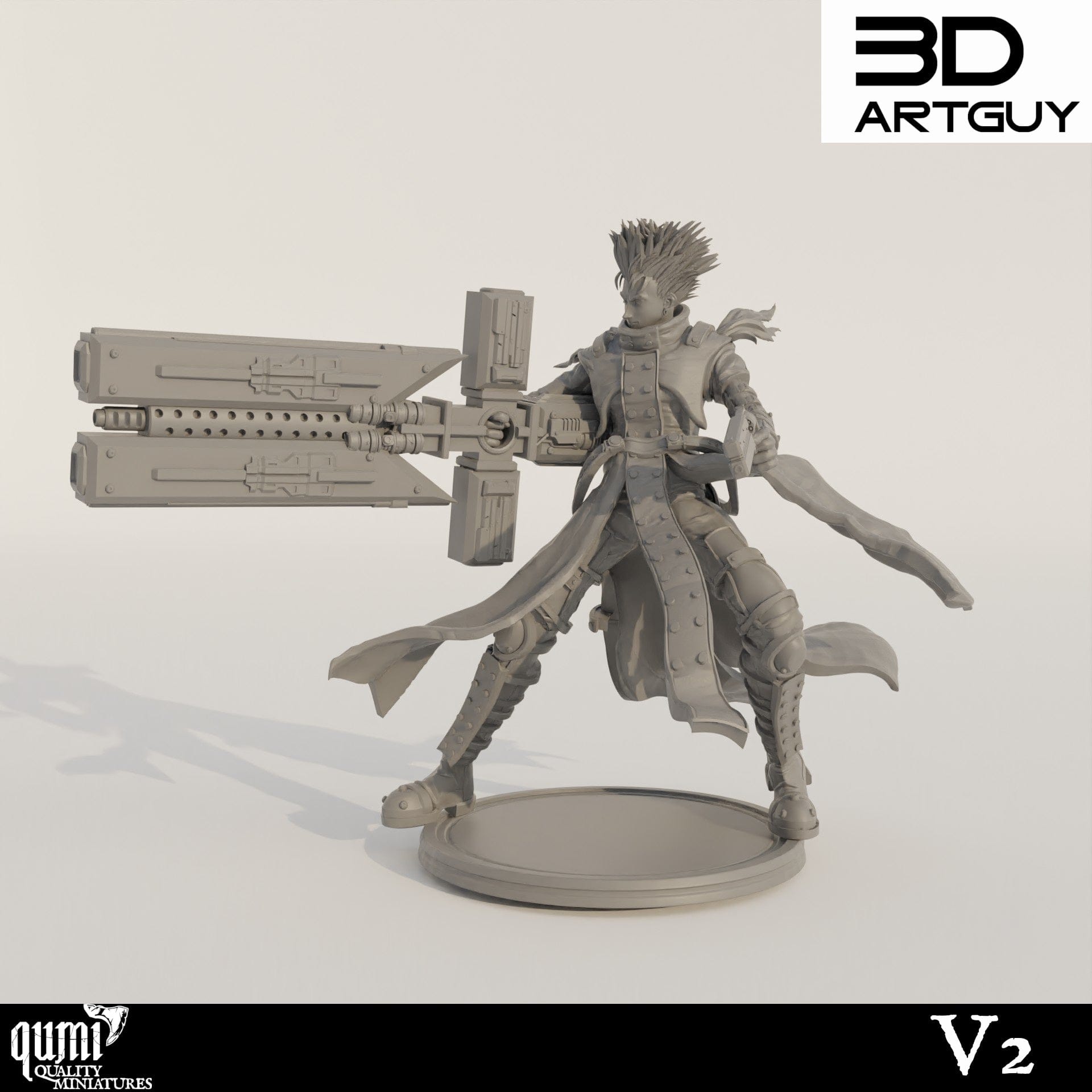 Tabletop RPG Miniature Gunslinger  Qumi - 3D ArtGuy V2 Quality Miniatures - Qumi Wargaming Mini Model Figure