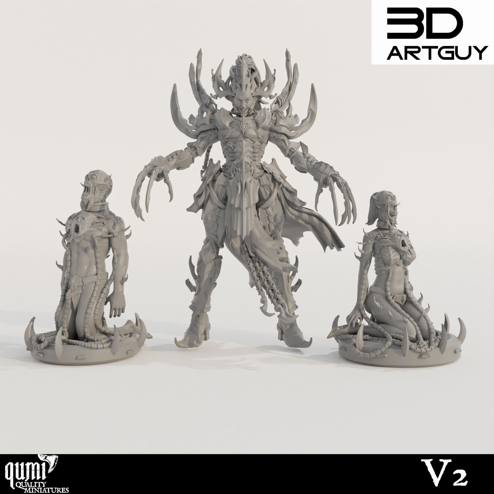 Tabletop RPG Miniature Raider King - 3D ArtGuy - Qumi V2 Quality Miniatures - Qumi Wargaming Mini Model Figure