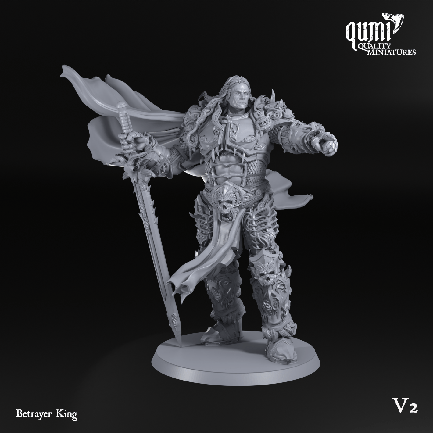 Tabletop RPG Miniature Space Warrior Lord Betrayer King - Qumi V2 Quality Miniatures - Qumi Wargaming Mini Model Figure