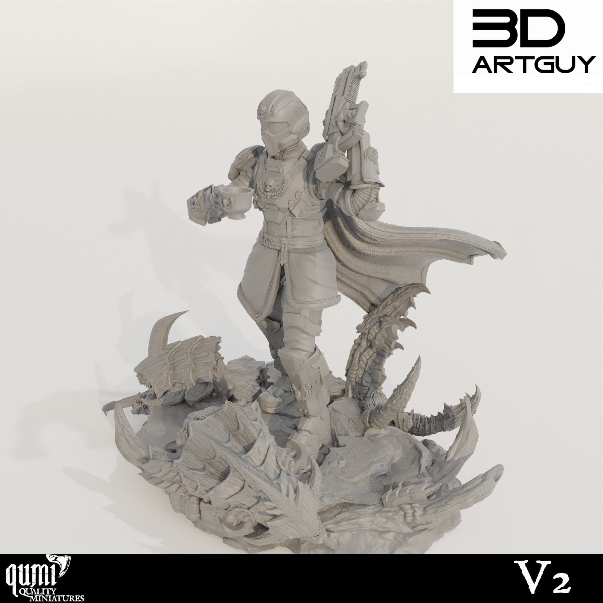 Tabletop RPG Miniature Super Earth Hero Walking - Qumi - 3D ArtGuy V2 Quality Miniatures - Qumi Wargaming Mini Model Figure