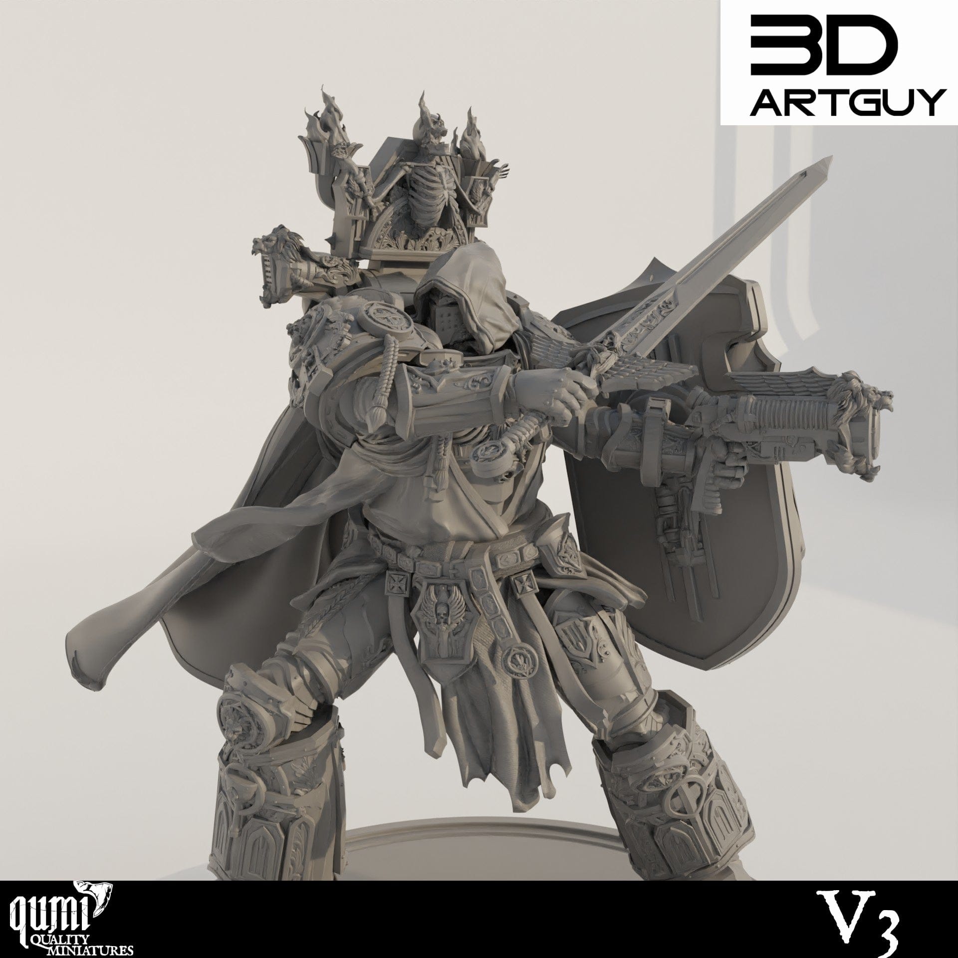 Tabletop RPG Miniature Champion Qumi - 3D ArtGuy V3 / 32mm scale Quality Miniatures - Qumi Wargaming Mini Model Figure