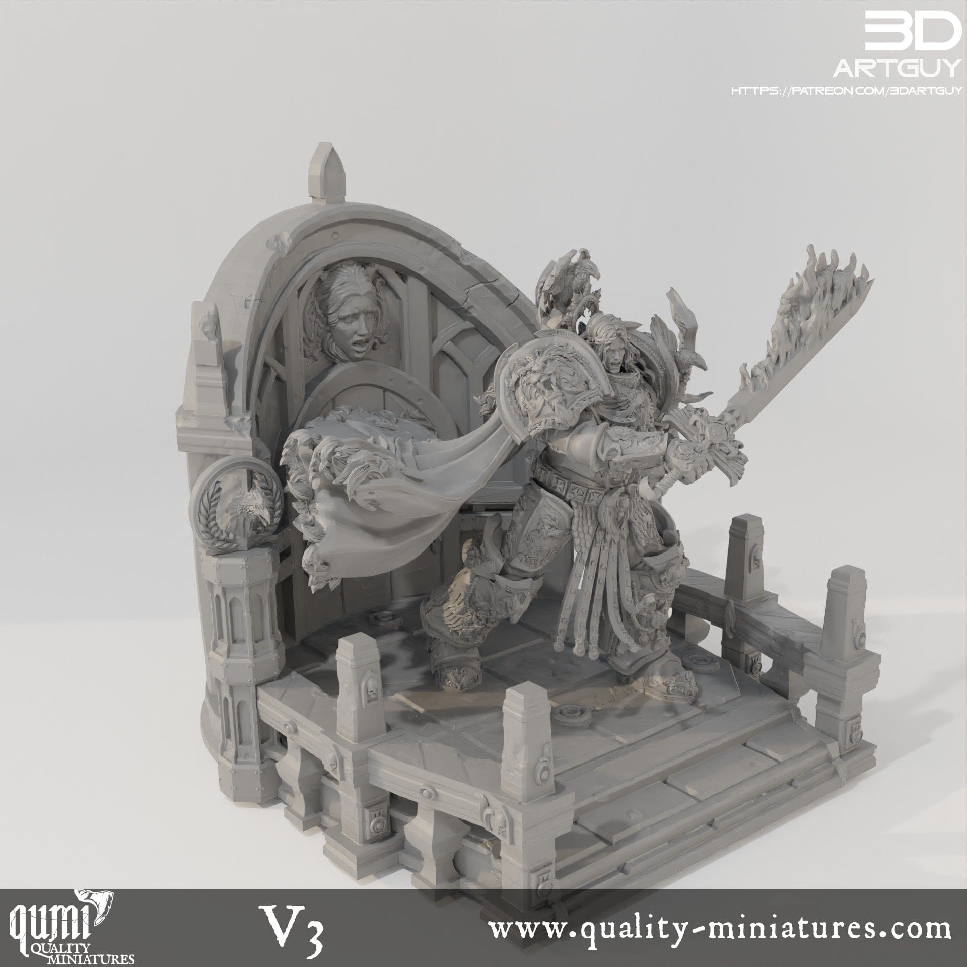 Tabletop RPG Miniature Terrain Space Warrior Emperor Lord Ruler - Qumi V3 68mm with terrain Quality Miniatures - Qumi Wargaming Mini Model Figure