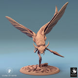 Side profile of the Skycutter with rider, showing the creature's pose on a log base.