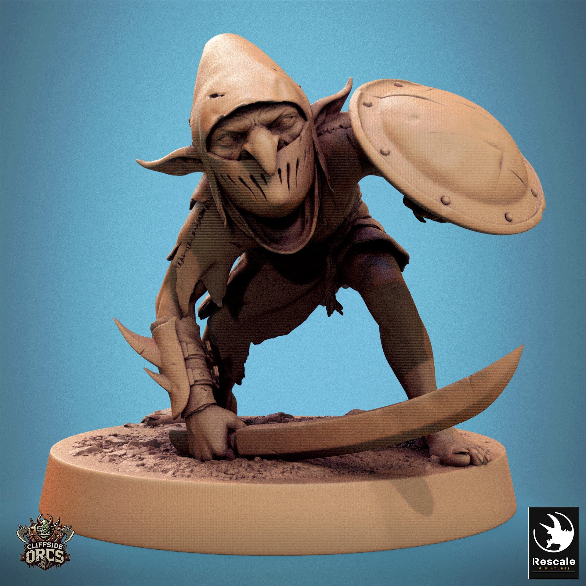 Tabletop RPG Miniature Goblin - 32mm Qumi Rescale Miniatures V3 Goblin Stance Sword & Shield Quality Miniatures - Qumi Wargaming Mini Model Figure
