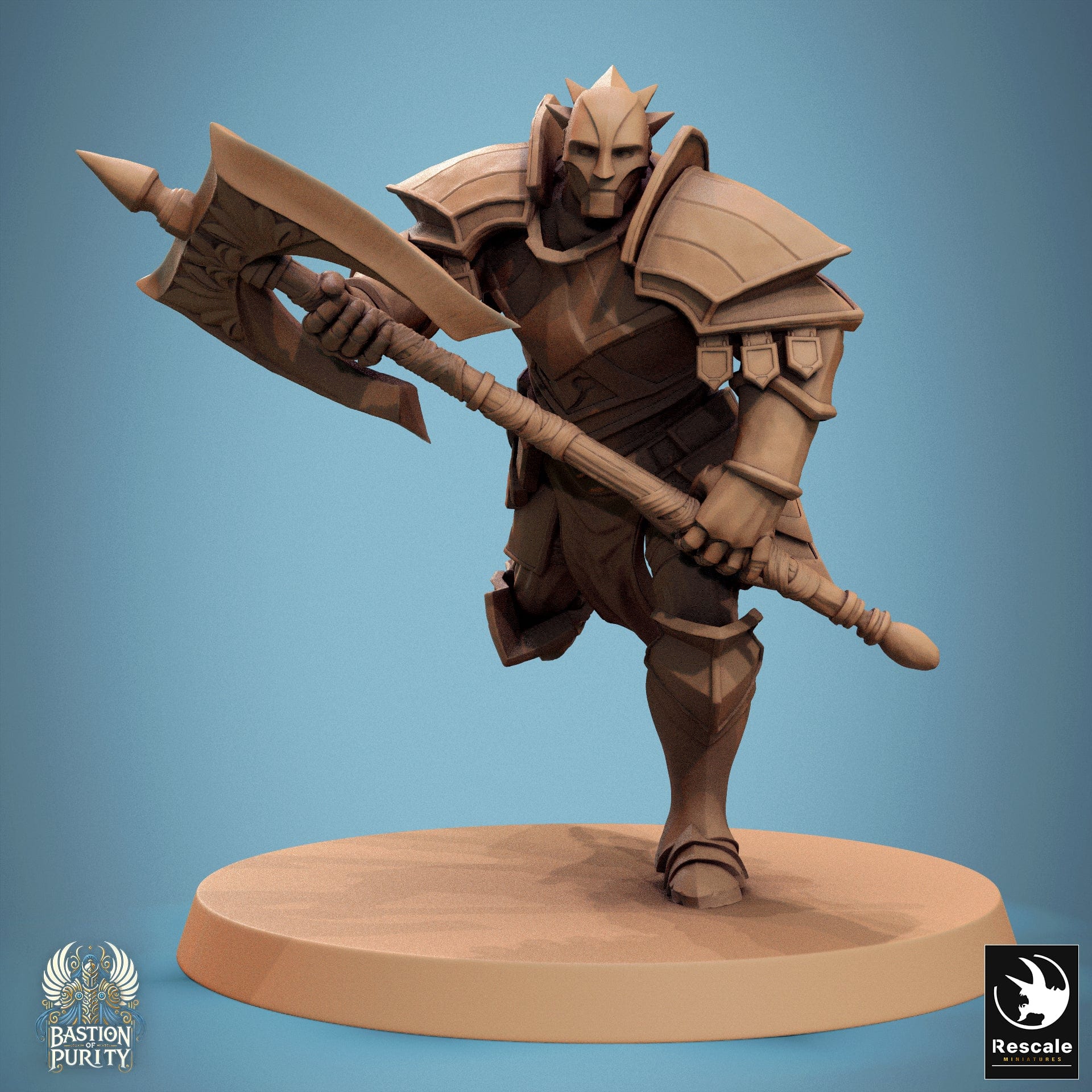 Tabletop RPG Miniature Aeterna Infantry Warrior - 32mm Qumi - Rescale Miniatures V3 Great Axe Run Quality Miniatures - Qumi Wargaming Mini Model Figure