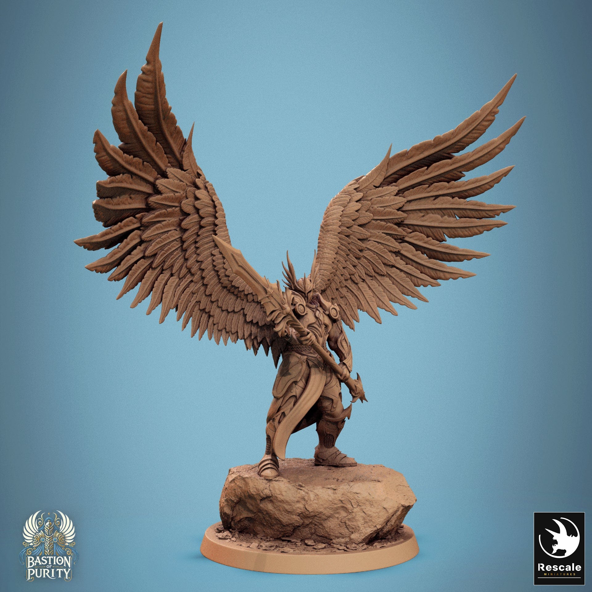 Tabletop RPG Miniature Aurelian Skyblade - 32mm Qumi - Rescale Miniatures V3 Great Commander Spear Quality Miniatures - Qumi Wargaming Mini Model Figure