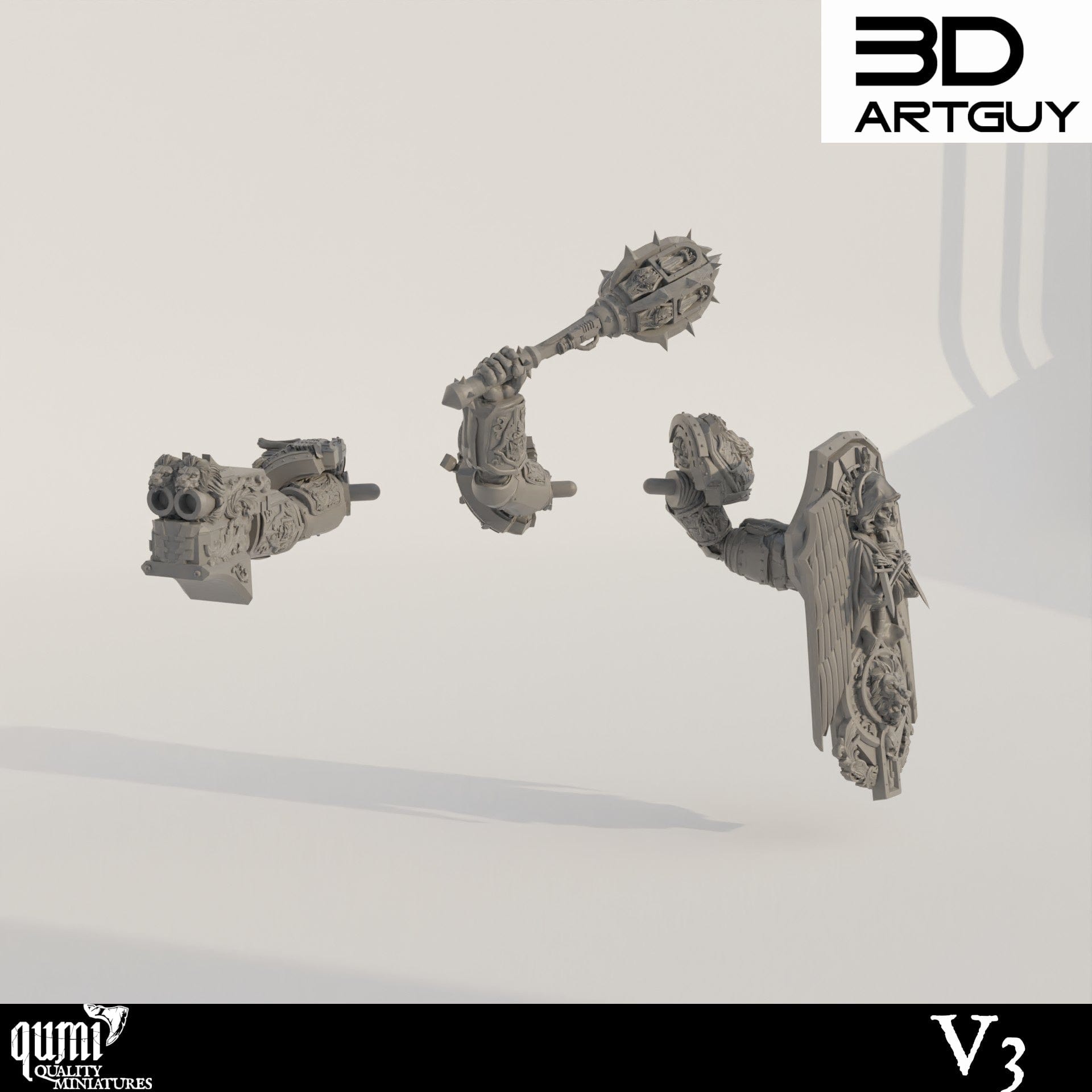 Tabletop RPG Miniature Grim Dark - 32mm Qumi - 3D ArtGuy V3 Kitbash parts / 32mm scale Quality Miniatures - Qumi Wargaming Mini Model Figure