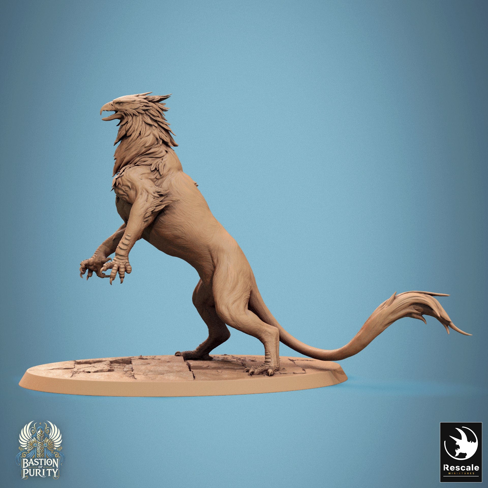 Tabletop RPG Miniature Gryph - 32mm Qumi - Rescale Miniatures V3 Rear up / wild Quality Miniatures - Qumi Wargaming Mini Model Figure
