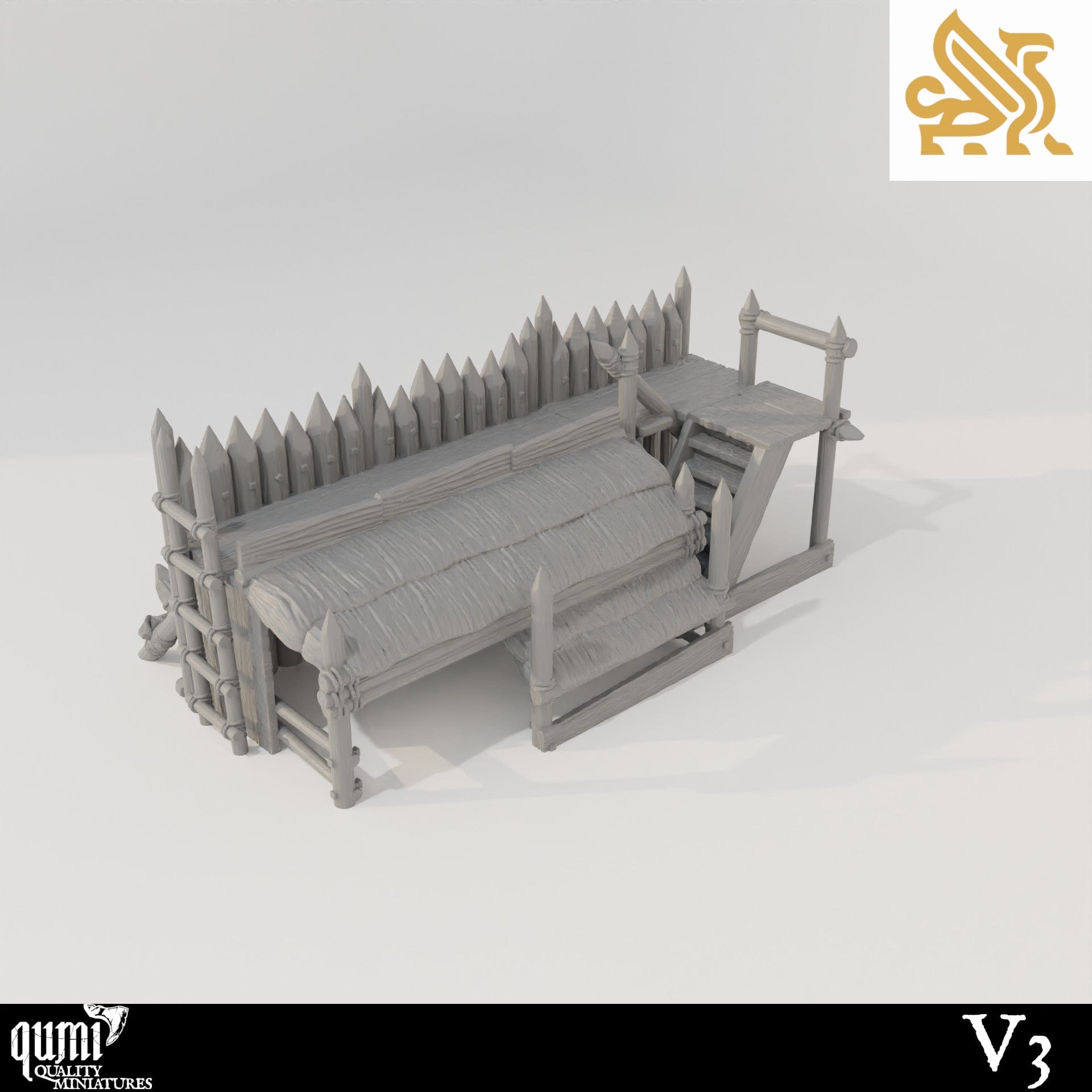 Koldeni Encampment - Walls - Tabletop RPG Terrain - Qumi - DM Stash V3 Stable + Wall + Ladder Quality Miniatures - Qumi Wargaming Mini Model Figure