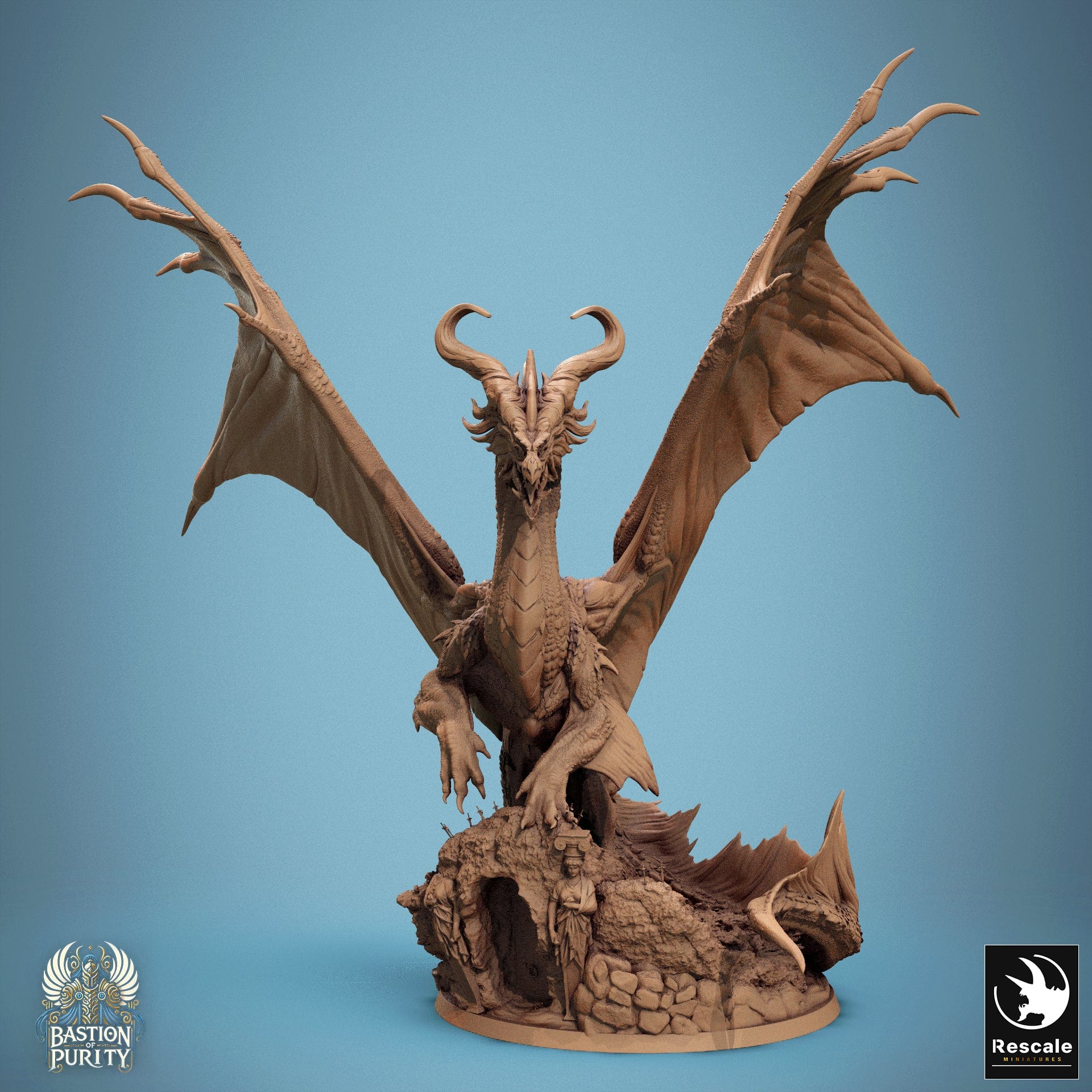 Tabletop RPG Miniature Bronze Dragon Legendary - 32mm Rescale Miniatures V3 Stand Door Quality Miniatures - Qumi Wargaming Mini Model Figure