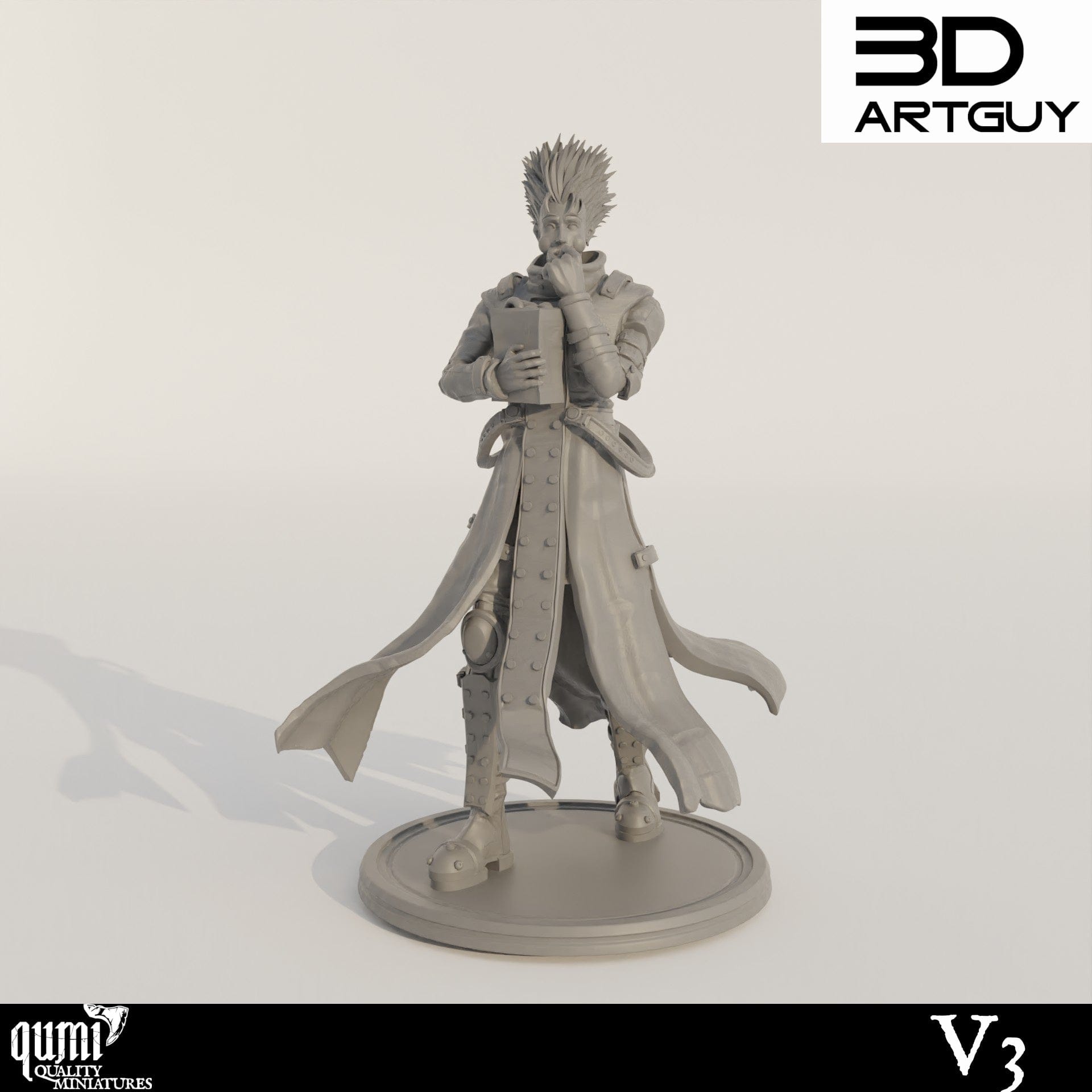 Tabletop RPG Miniature Gunslinger  Qumi - 3D ArtGuy V3 Quality Miniatures - Qumi Wargaming Mini Model Figure