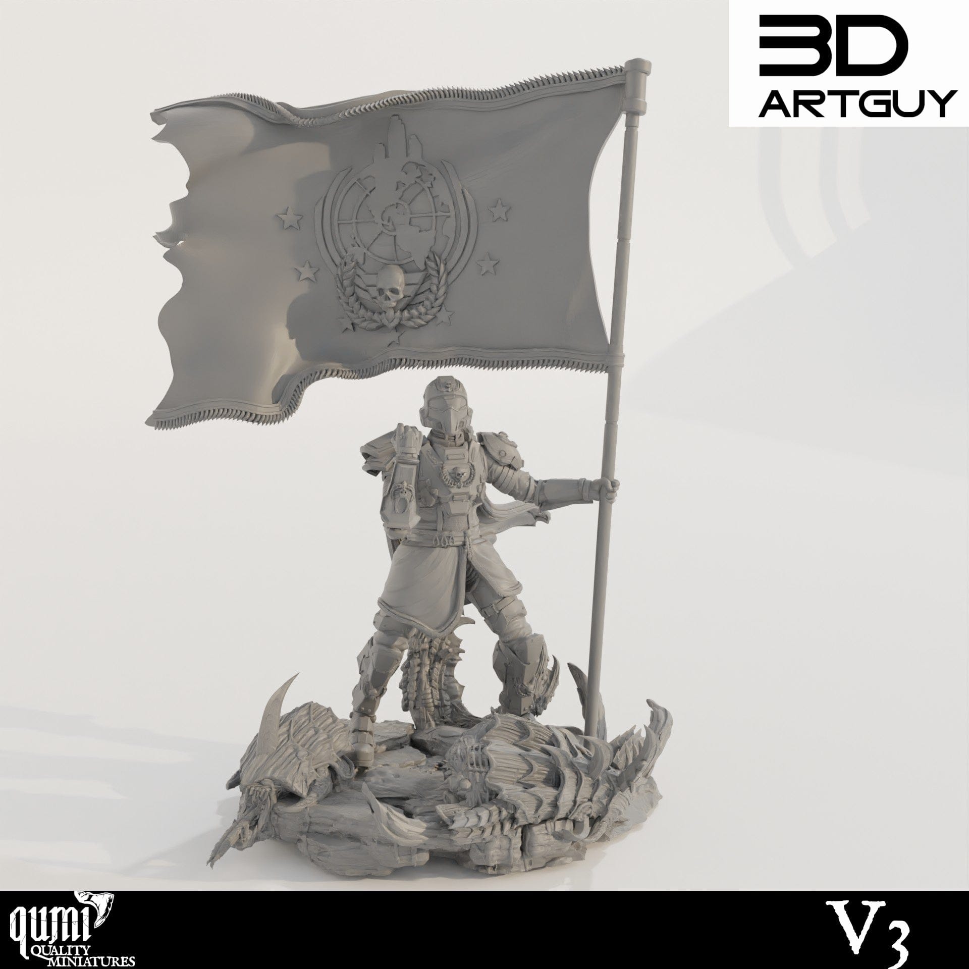 Tabletop RPG Miniature Super Earth Hero Walking - Qumi - 3D ArtGuy V3 Quality Miniatures - Qumi Wargaming Mini Model Figure