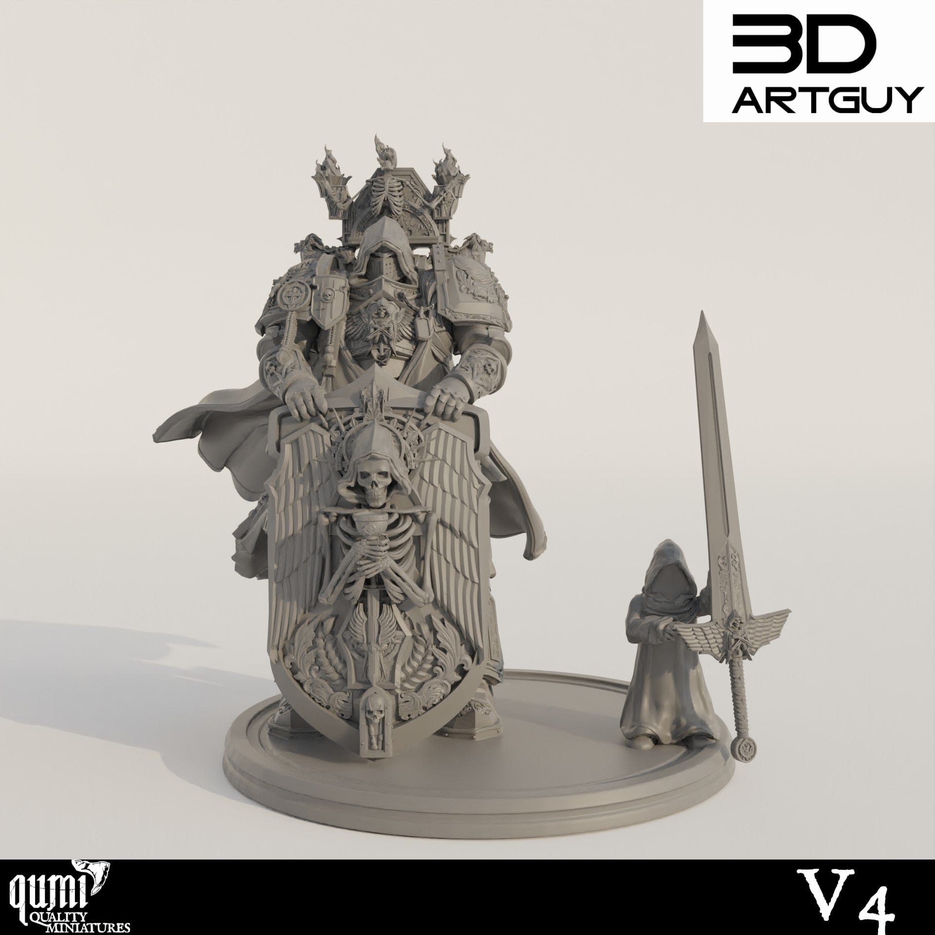 Tabletop RPG Miniature Champion Qumi - 3D ArtGuy V4 / 32mm scale Quality Miniatures - Qumi Wargaming Mini Model Figure