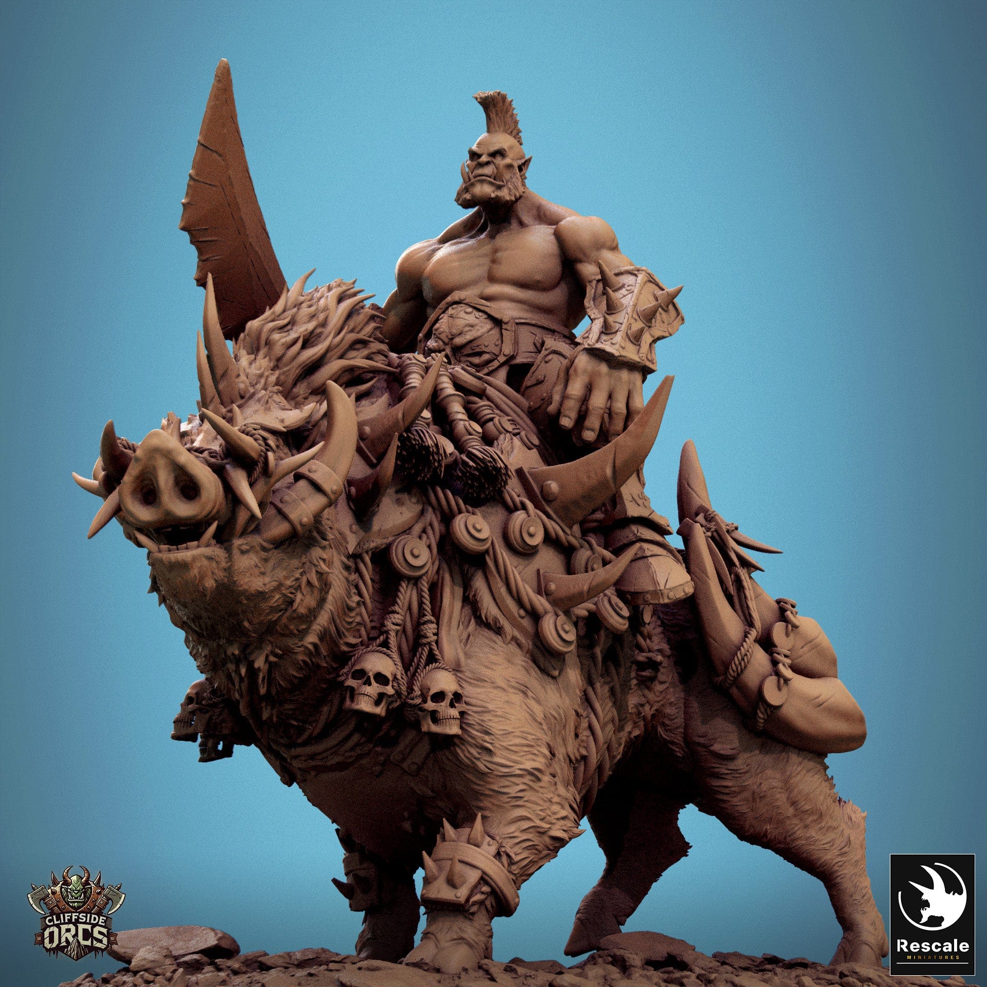 Tabletop RPG Miniature Boar Mounted - 32mm Qumi Rescale Miniatures V4 Boar Look Quality Miniatures - Qumi Wargaming Mini Model Figure