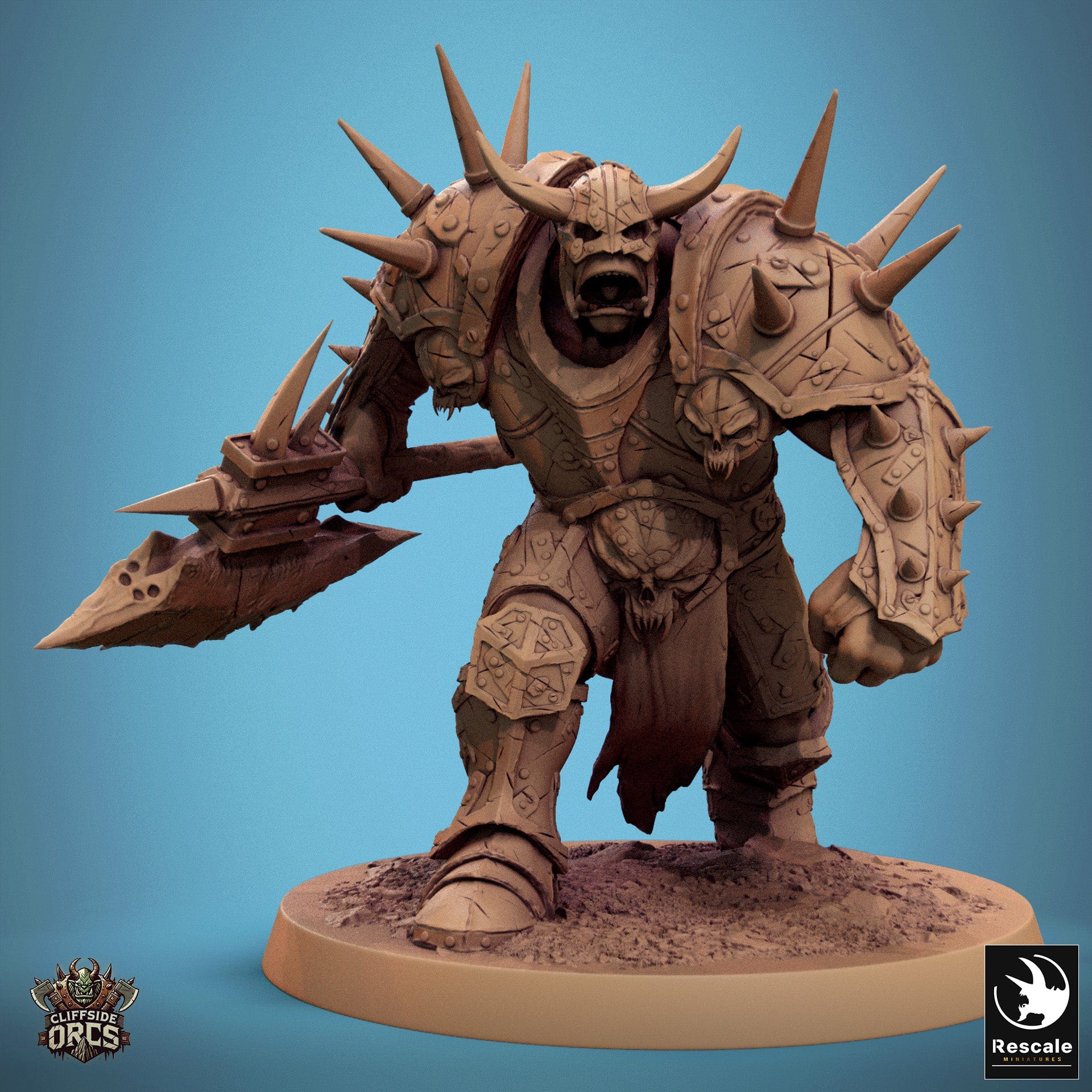 Tabletop RPG Miniature Brutal Orc - 32mm Qumi Rescale Miniatures V4 Brutal Orc Walk Ready - Axe Quality Miniatures - Qumi Wargaming Mini Model Figure