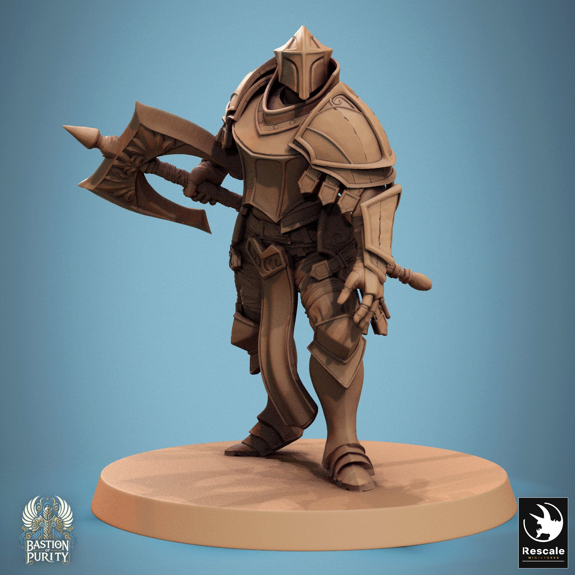 Tabletop RPG Miniature Aeterna Infantry Soldier - 32mm Qumi - Rescale Miniatures V4 Great Axe Stand Quality Miniatures - Qumi Wargaming Mini Model Figure