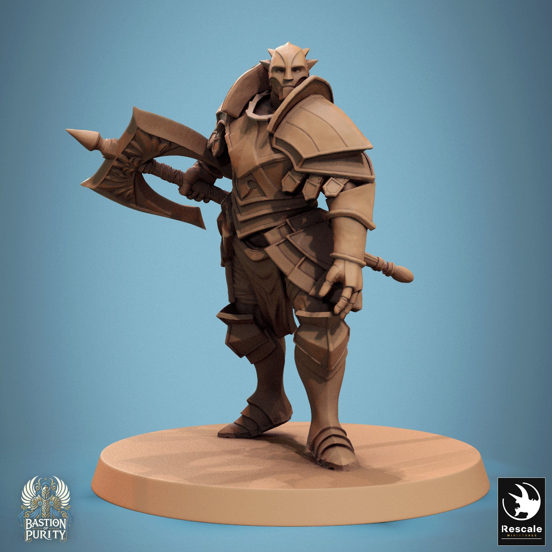 Tabletop RPG Miniature Aeterna Infantry Warrior - 32mm Qumi - Rescale Miniatures V4 Great Axe Stand Quality Miniatures - Qumi Wargaming Mini Model Figure