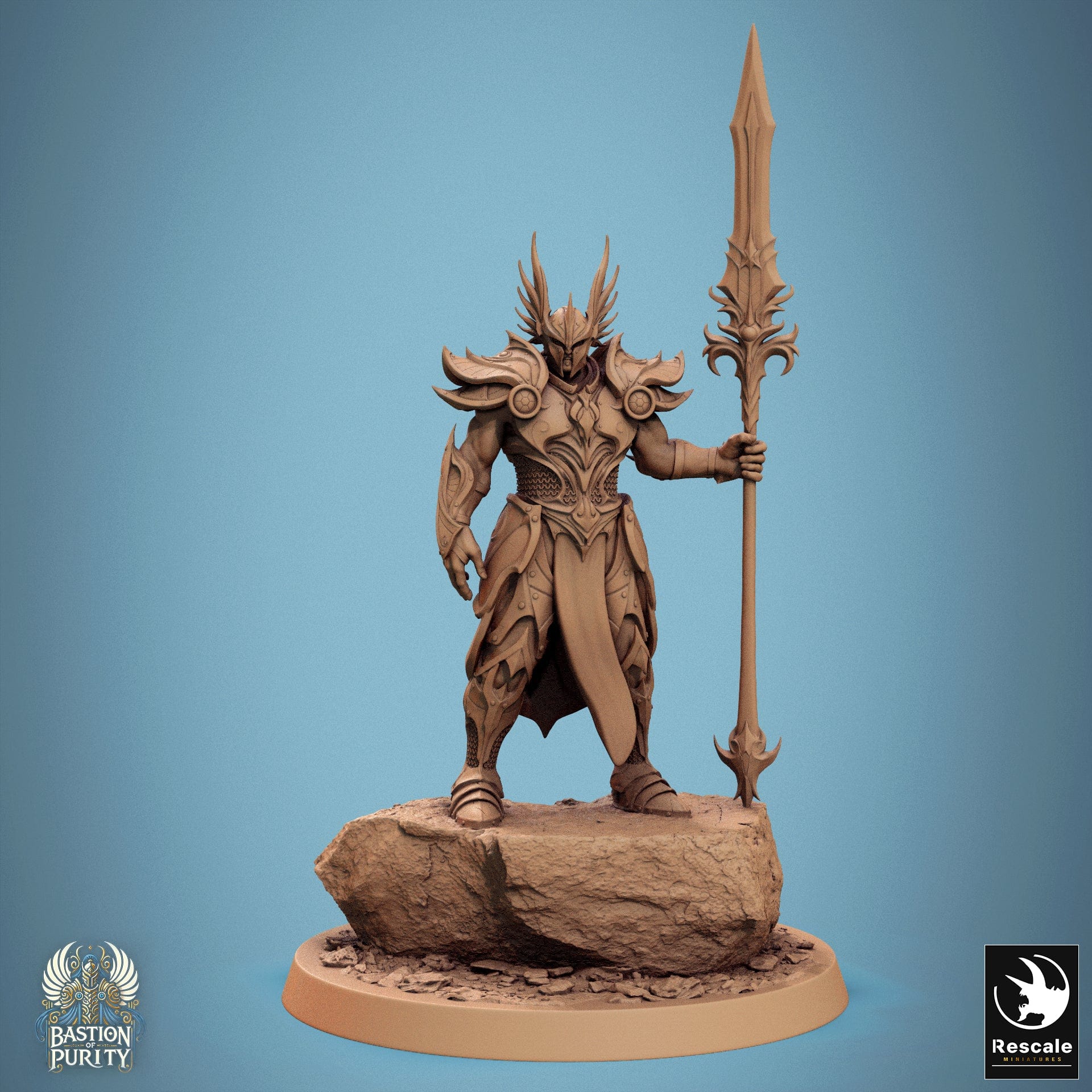 Tabletop RPG Miniature Sentinel Of Aetherium - 32mm Qumi - Rescale Miniatures V4 Great Commander Spear Quality Miniatures - Qumi Wargaming Mini Model Figure