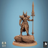 Exotic Warrior Sentinel Aetherium Tabletop Miniatures by Qumi, 3D printed resin tabletop miniature for RPGs, wargaming and painting