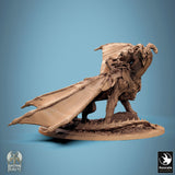 Side profile of the armored Astralyon dragon miniature highlighting the saddle and wing structure.