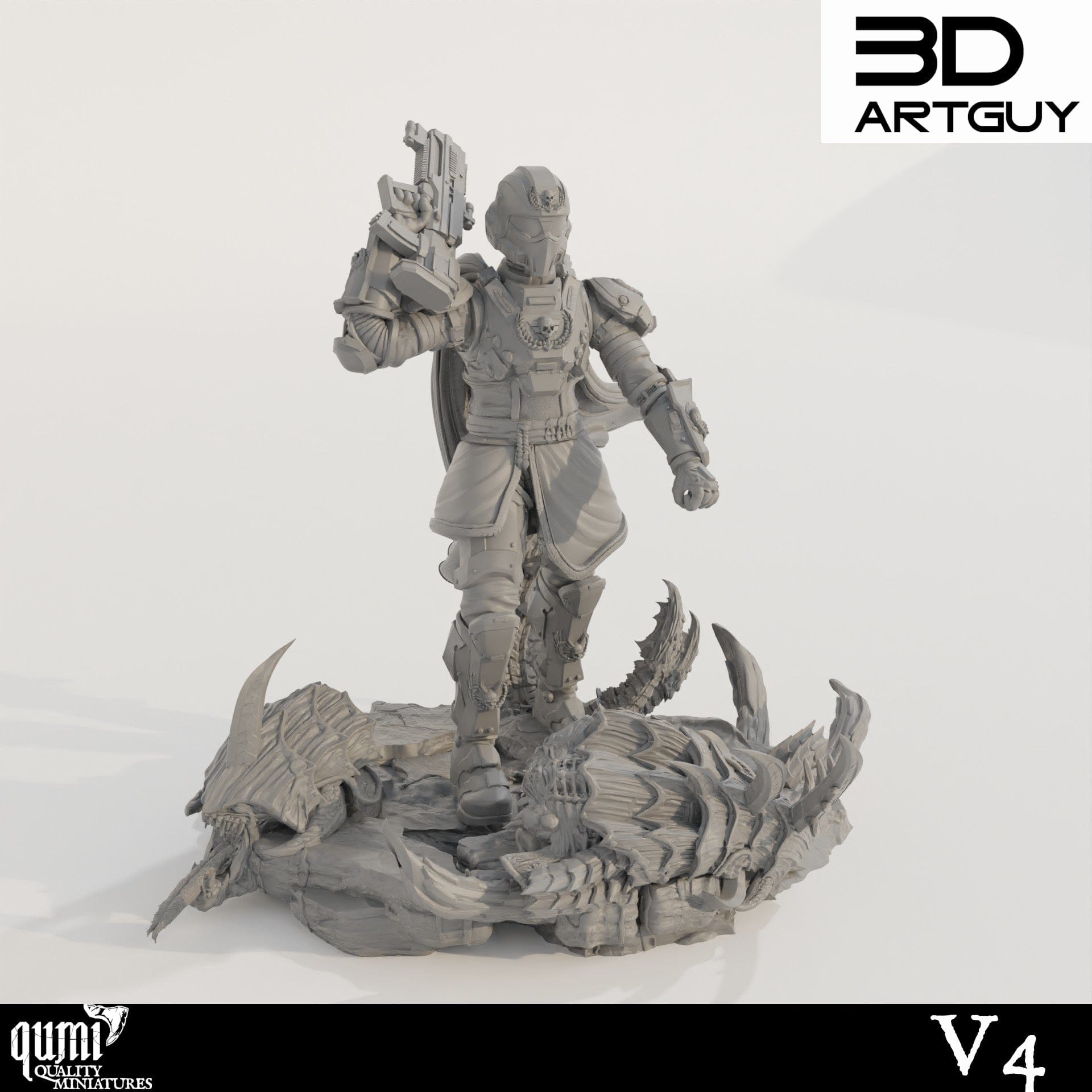 Tabletop RPG Miniature Super Earth Hero Walking - Qumi - 3D ArtGuy V4 Quality Miniatures - Qumi Wargaming Mini Model Figure