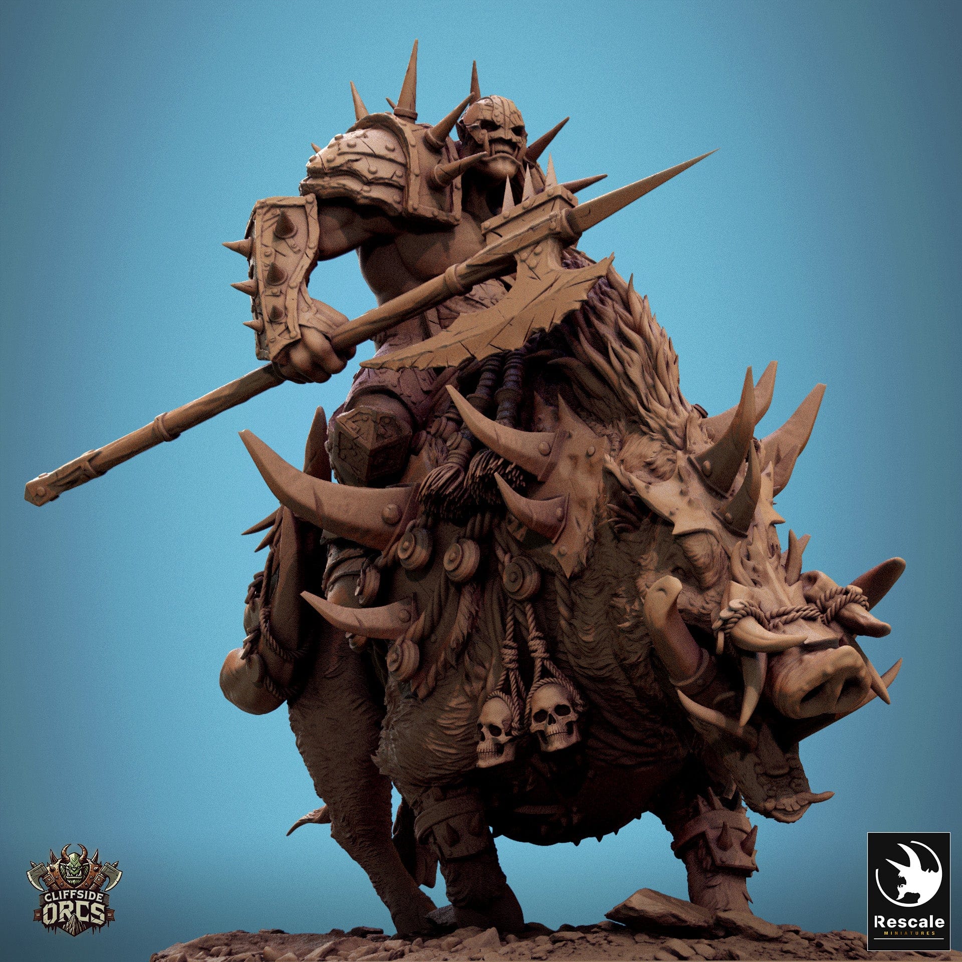 Tabletop RPG Miniature Boar Mounted - 32mm Qumi Rescale Miniatures V5 Boar Run Quality Miniatures - Qumi Wargaming Mini Model Figure