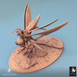 Top-down view of the Fyrionis miniature with a rider, highlighting the wing span.