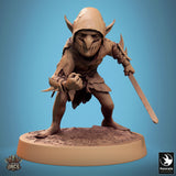 Humanoid Goblin Tabletop Miniatures by Qumi, 3D printed resin tabletop miniature for RPGs, wargaming and painting