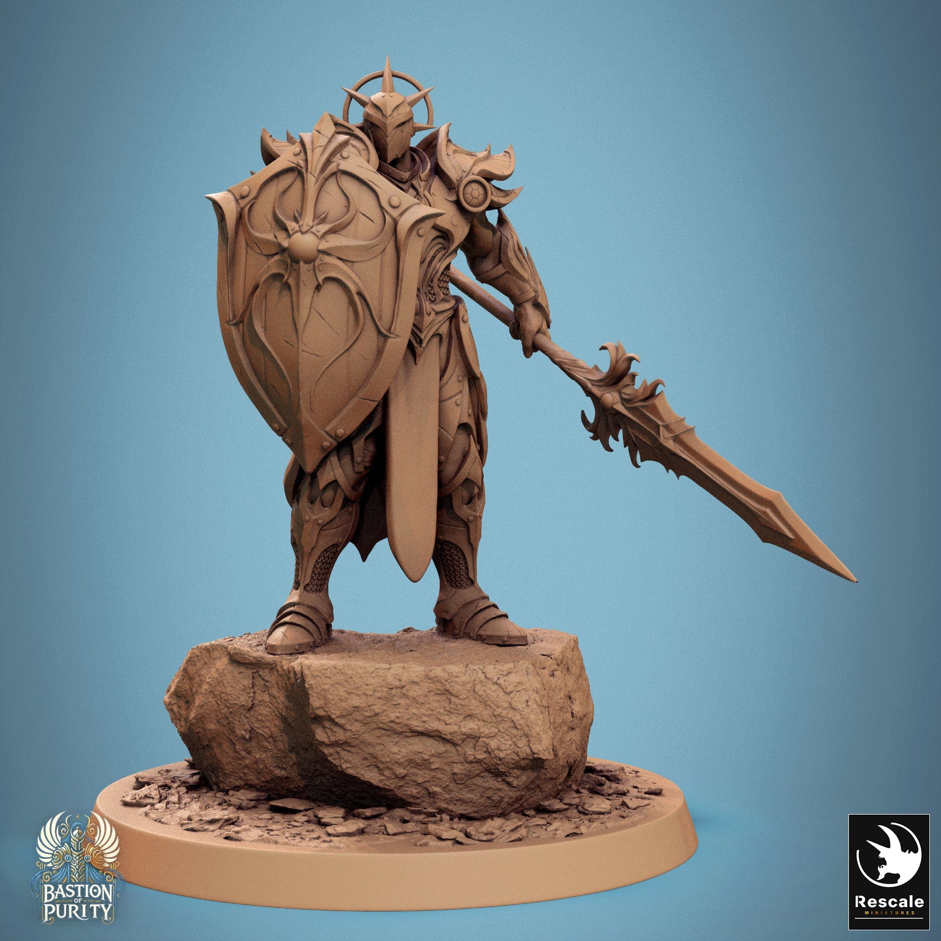 Tabletop RPG Miniature Sentinel Of Aetherium - 32mm Qumi - Rescale Miniatures V5 Great Commander Spear Shield Quality Miniatures - Qumi Wargaming Mini Model Figure