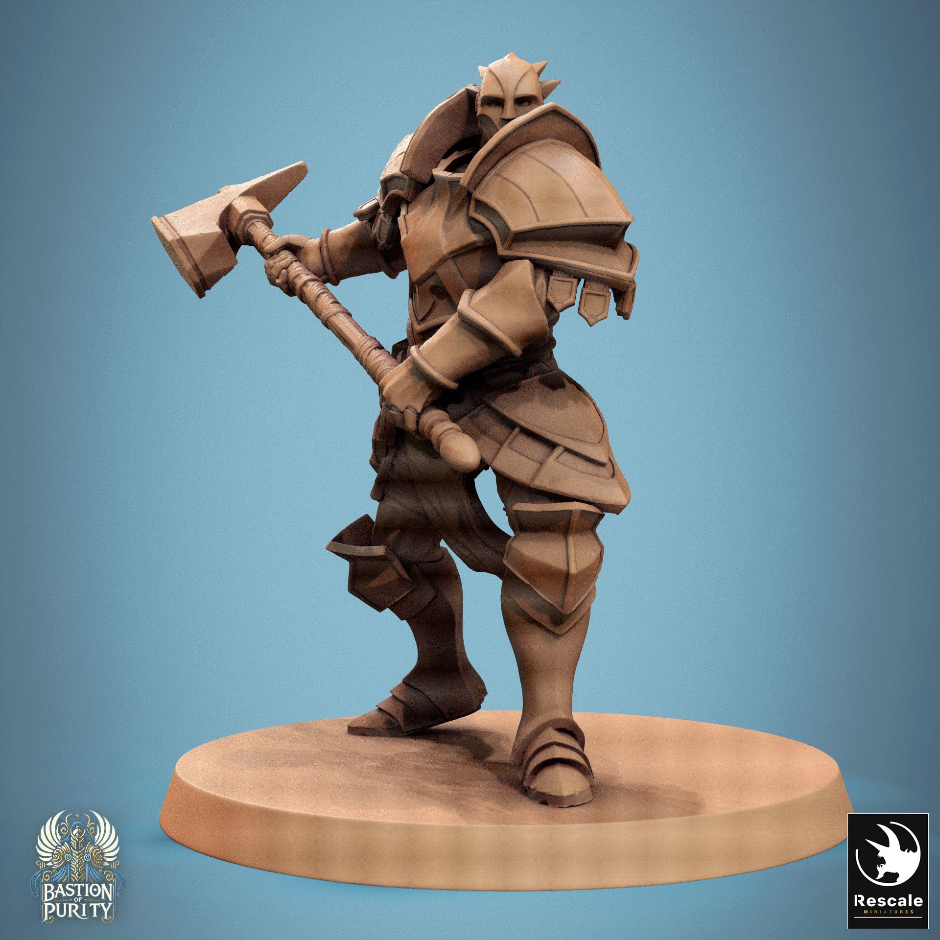 Tabletop RPG Miniature Aeterna Infantry Warrior - 32mm Qumi - Rescale Miniatures V5 Great Hammer Ready Quality Miniatures - Qumi Wargaming Mini Model Figure