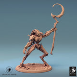 Humanoid Archer Tabletop Miniature - Branchblades by Qumi, 3D printed resin tabletop miniature for RPGs, wargaming and painting