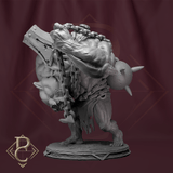 Close-up side view of a muscular brute miniature holding heavy iron chains for the Aetherblight Censer diorama.