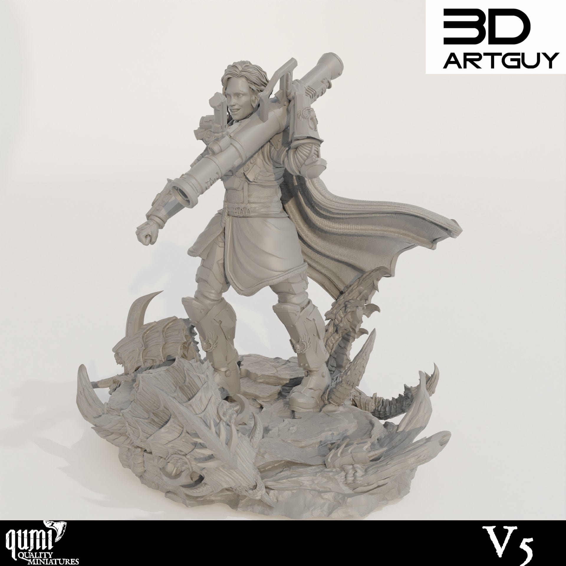 Tabletop RPG Miniature Super Earth Hero Walking - Qumi - 3D ArtGuy V5 Quality Miniatures - Qumi Wargaming Mini Model Figure