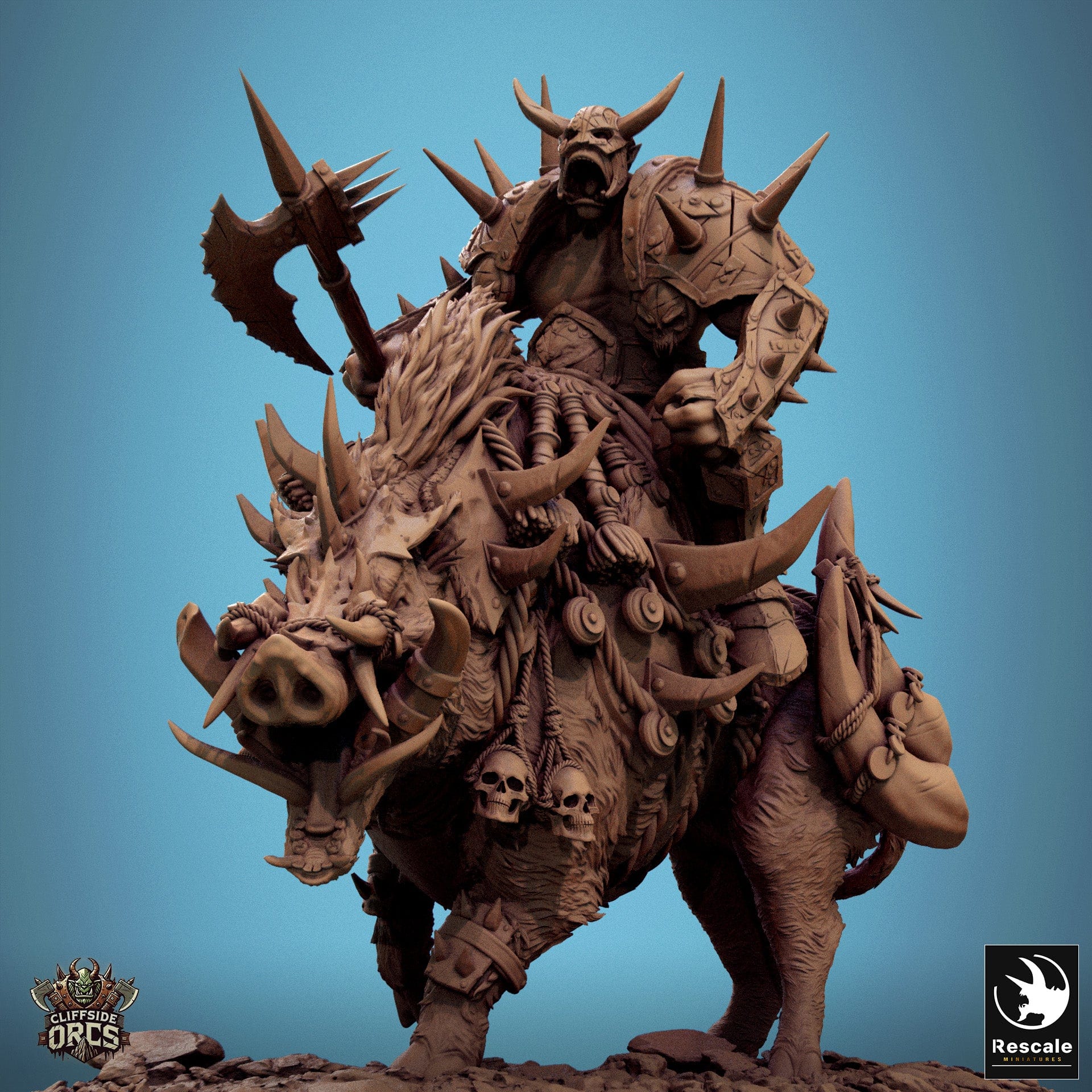 Tabletop RPG Miniature Boar Mounted - 32mm Qumi Rescale Miniatures V6 Boar Turn Quality Miniatures - Qumi Wargaming Mini Model Figure