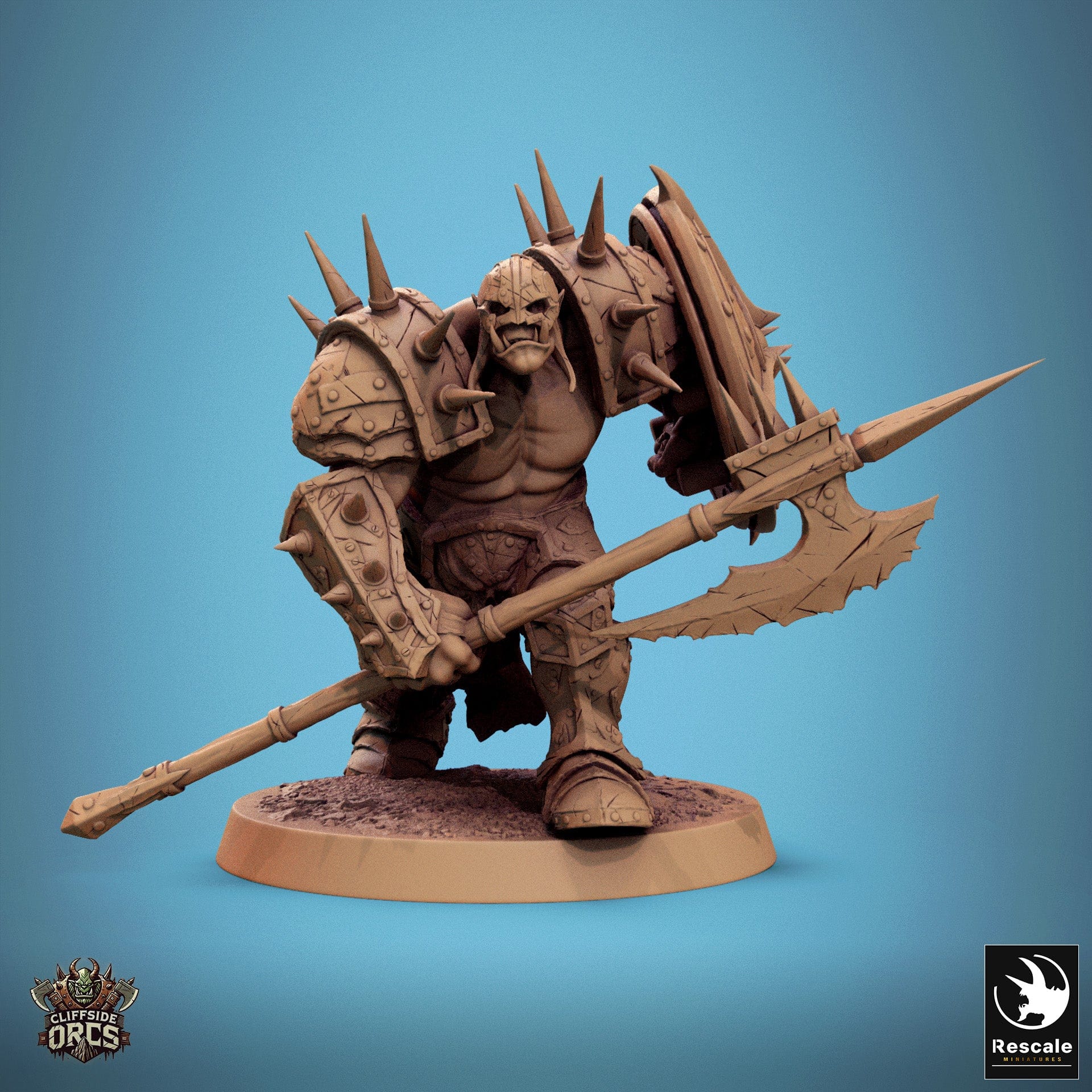 Tabletop RPG Miniature Infantry Orc - 32mm Qumi Rescale Miniatures V6 Forward - Spear & Shield Quality Miniatures - Qumi Wargaming Mini Model Figure