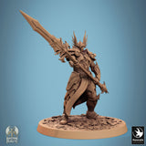 Exotic Warrior Sentinel Aetherium Tabletop Miniatures by Qumi, 3D printed resin tabletop miniature for RPGs, wargaming and painting