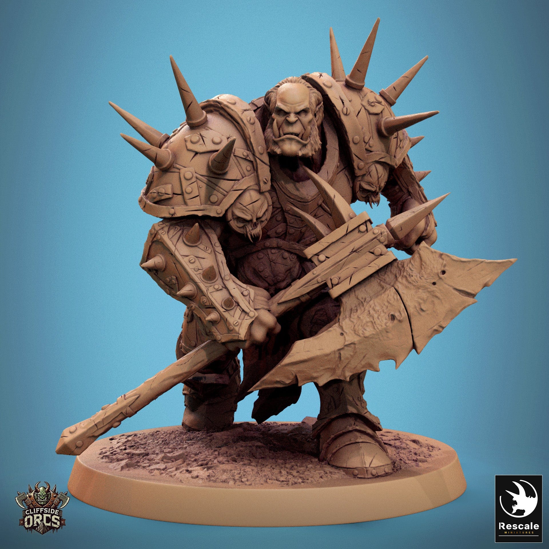 Tabletop RPG Miniature Brutal Orc - 32mm Qumi Rescale Miniatures V7 Brutal Orc Walk - Axe Quality Miniatures - Qumi Wargaming Mini Model Figure